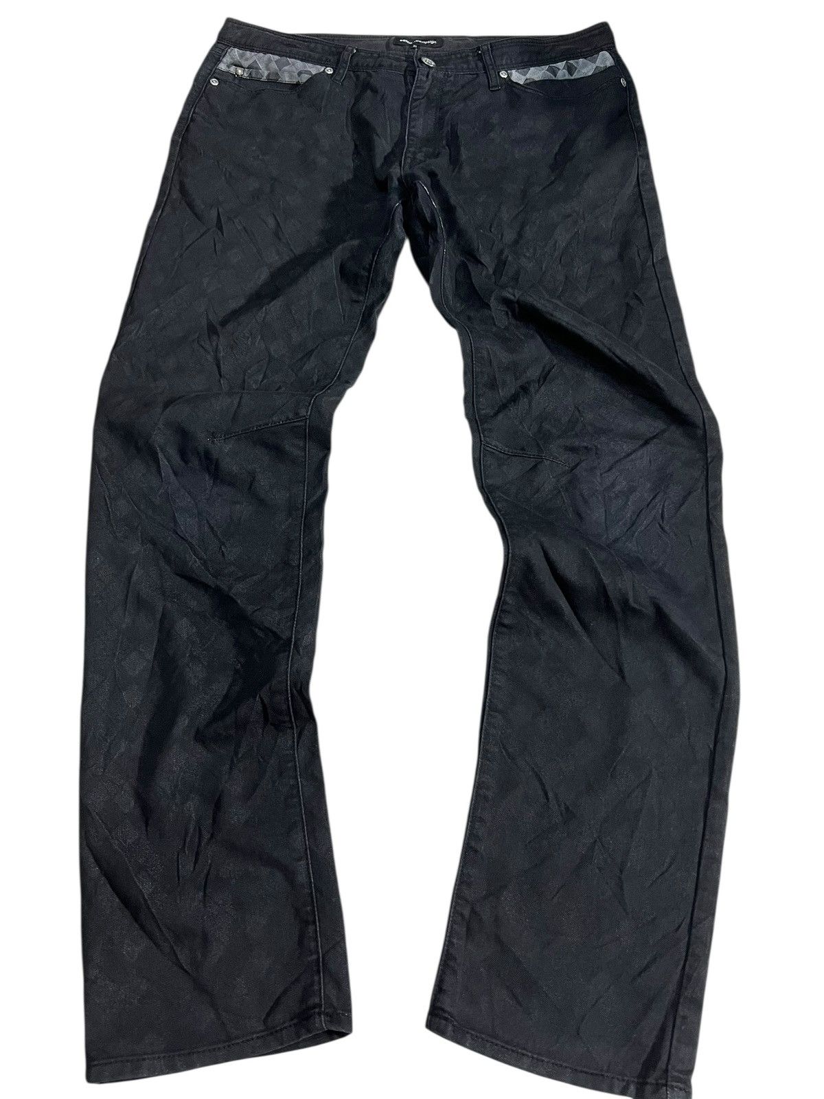 semanticdesign Semantic Design Black Punk Denim Pants Size US 33 - 1 Thumbnail