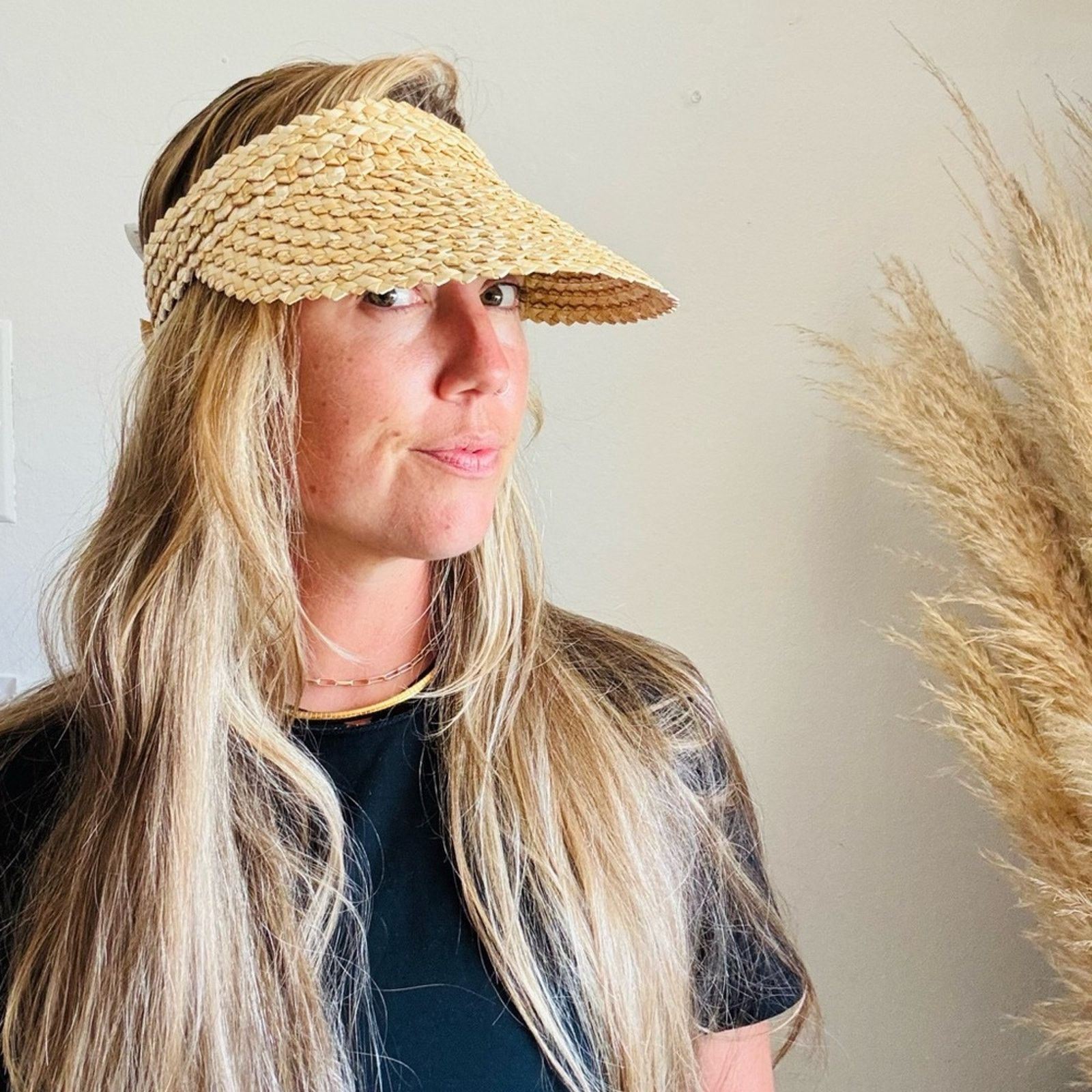 Beach Riot straw visor ANTHROPOLOGIE BEACH RIOT Tan Woven Straw $78 Visor Wide Hat main image 2