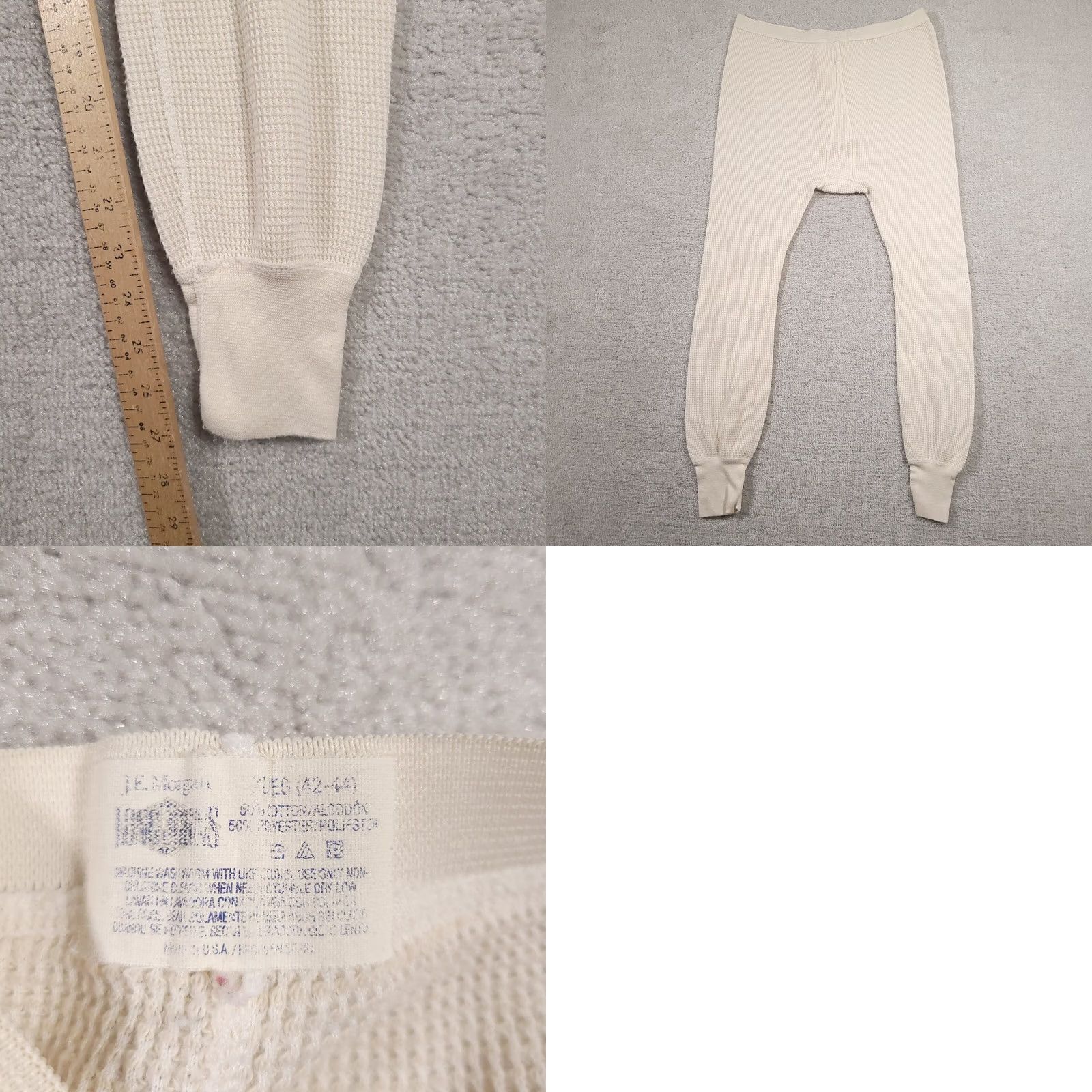 Vintage VINTAGE J.E. Morgan Mens Pants XL 42-44 Thermal Long Johns Ivory Made In USA Size US 36 / EU 52 - 8 Thumbnail