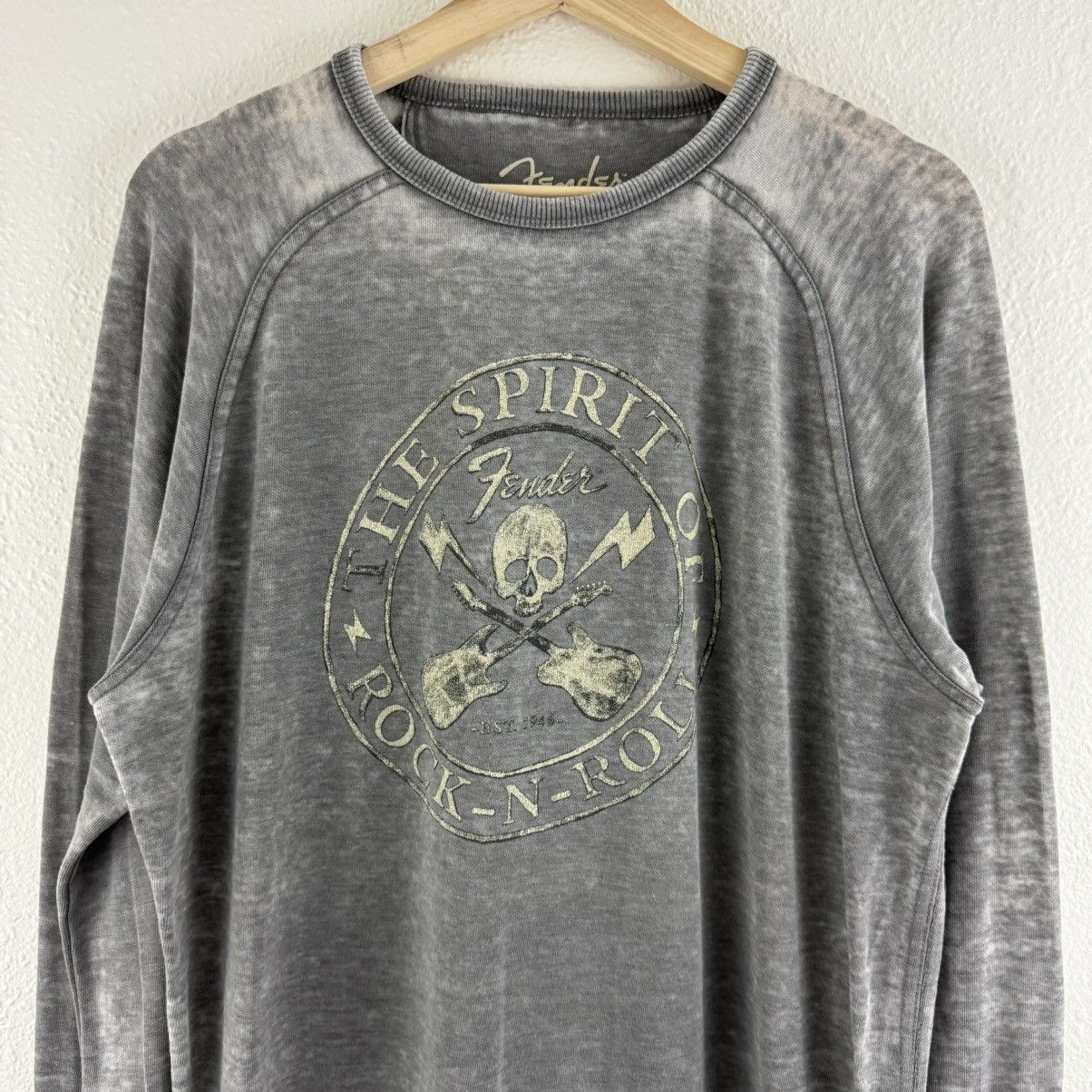 Lucky Brand LUCKY BRAND Grey Fender Skull Rock N Roll Burnout Sweatshirt Size US M / EU 48-50 / 2 - 5 Thumbnail