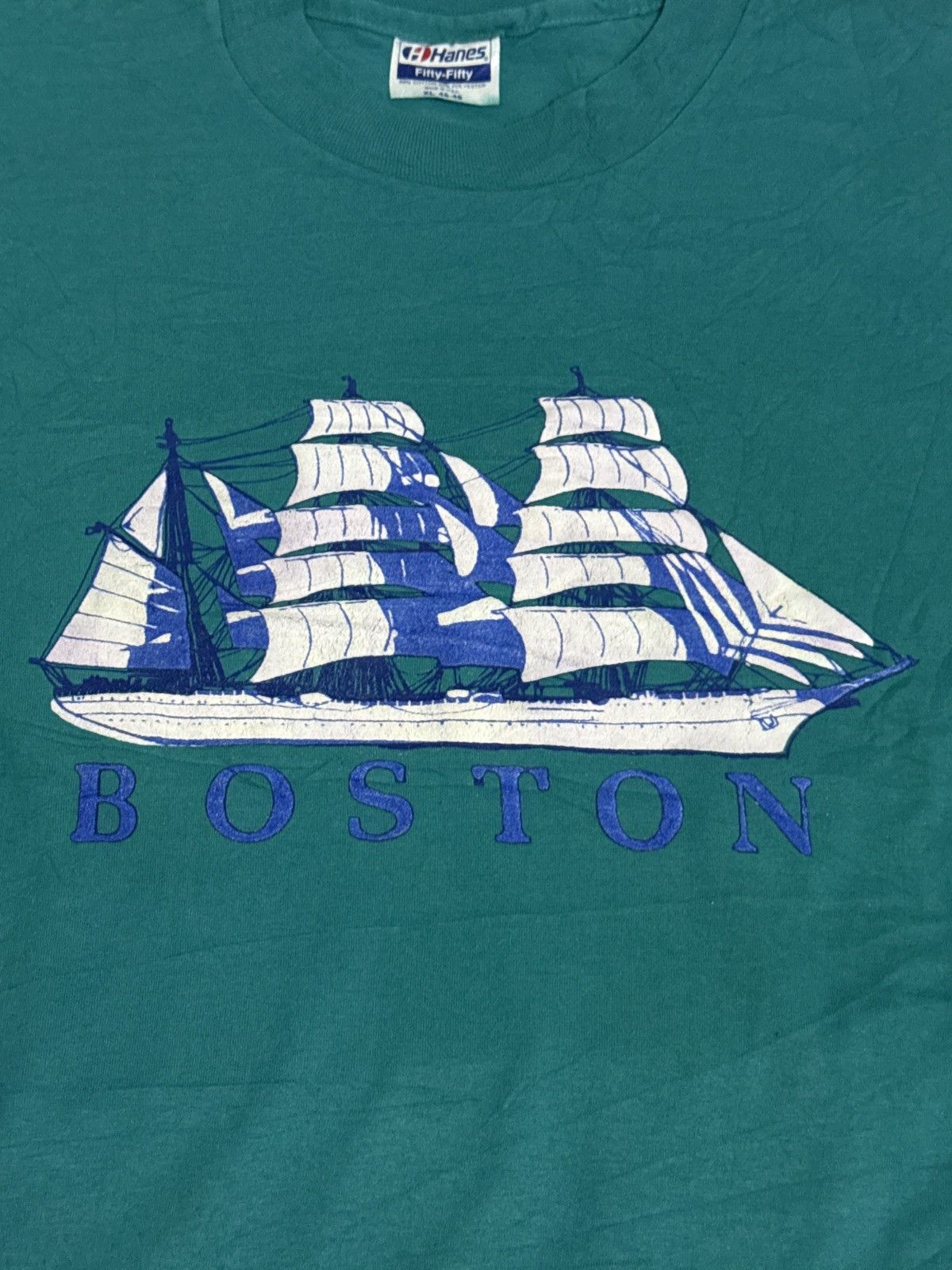 80s Hanes USA Vintage Boston Tee Single Stitch XL