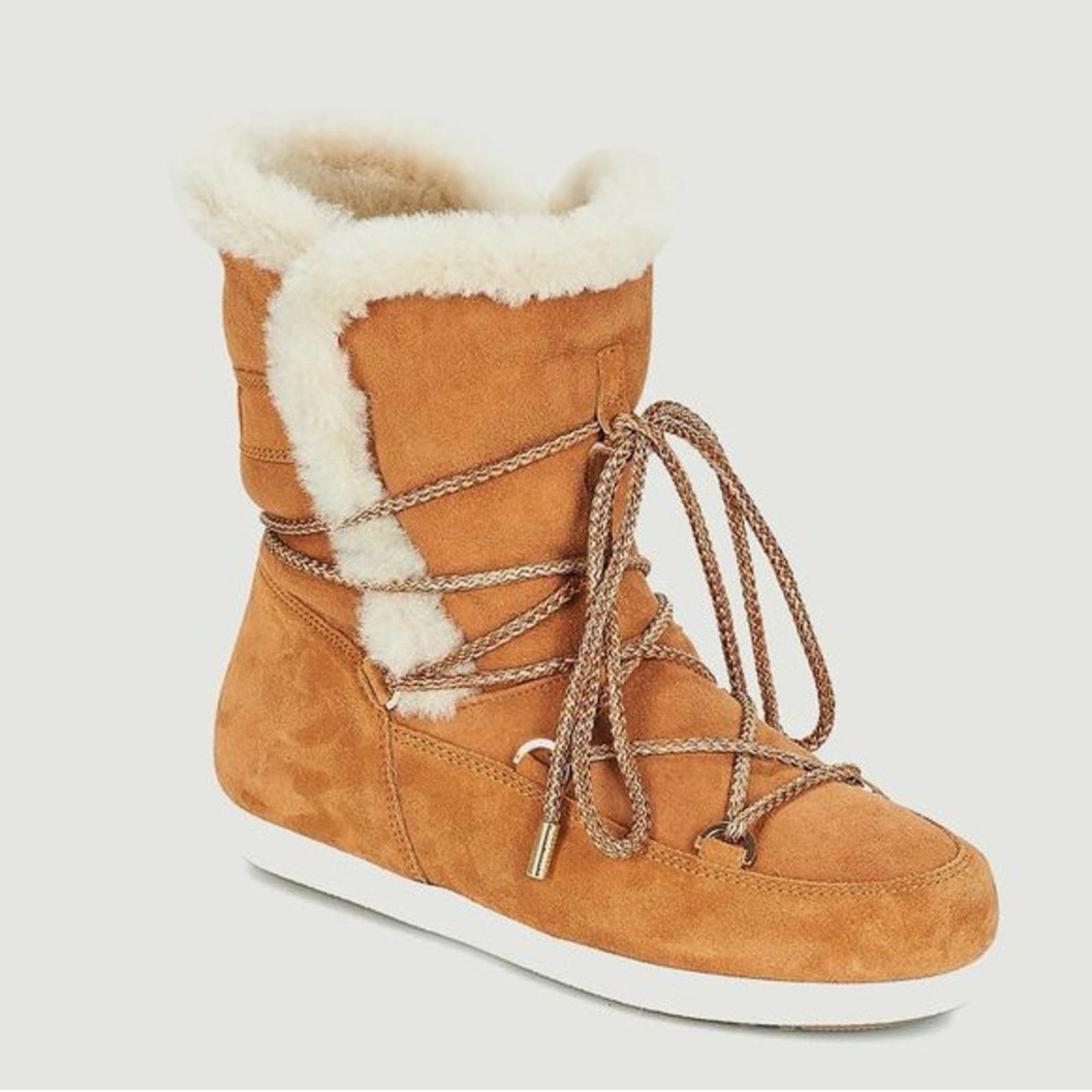 Moon Boot Lace Up Shearling Booties Moon Boot Suede Shearling Lace-Up Mules  Neiman Marcus