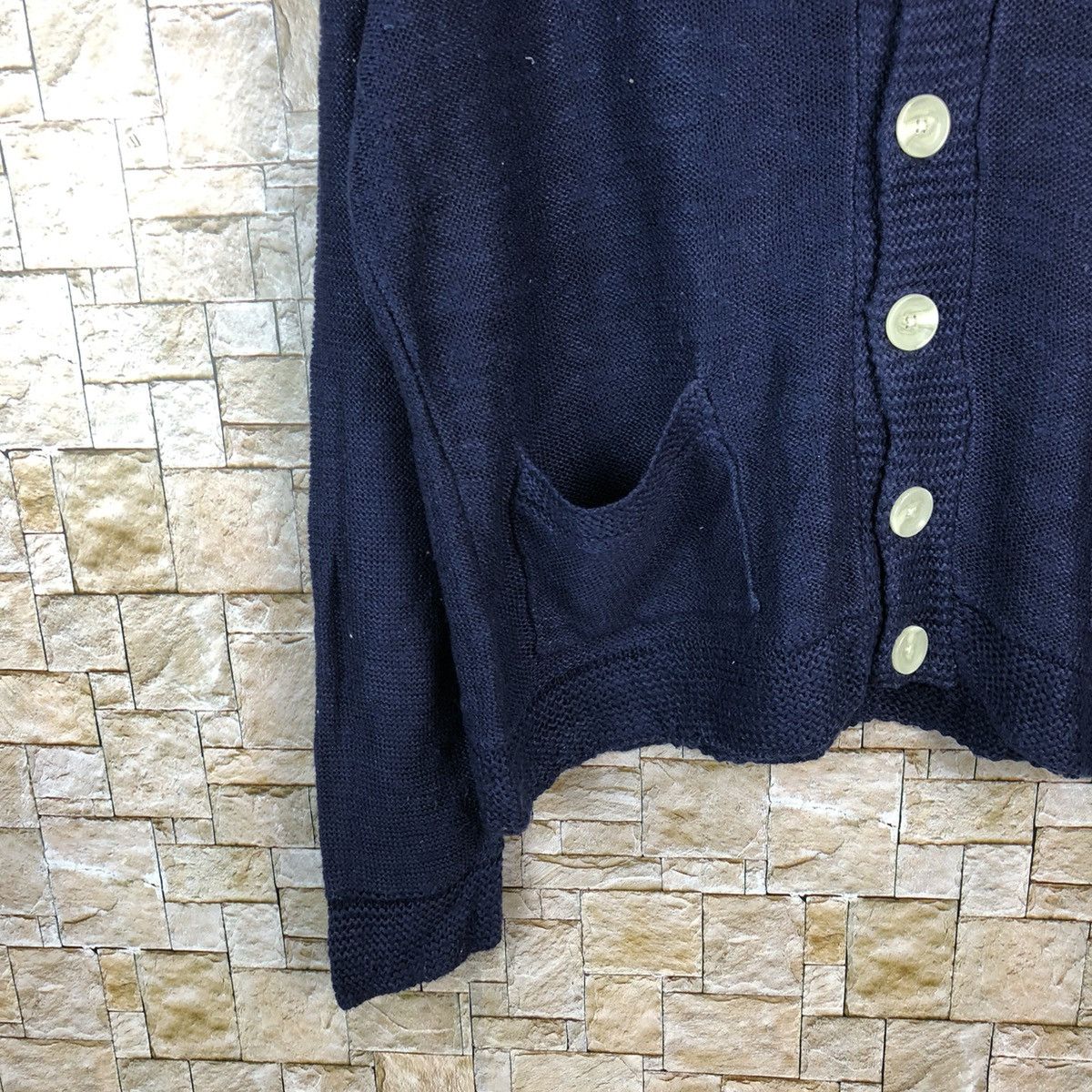 Japanese Brand Ikka Dark Blue Cardigan Knitwear #A1214 Size US L / EU 52-54 / 3 - 7 Thumbnail
