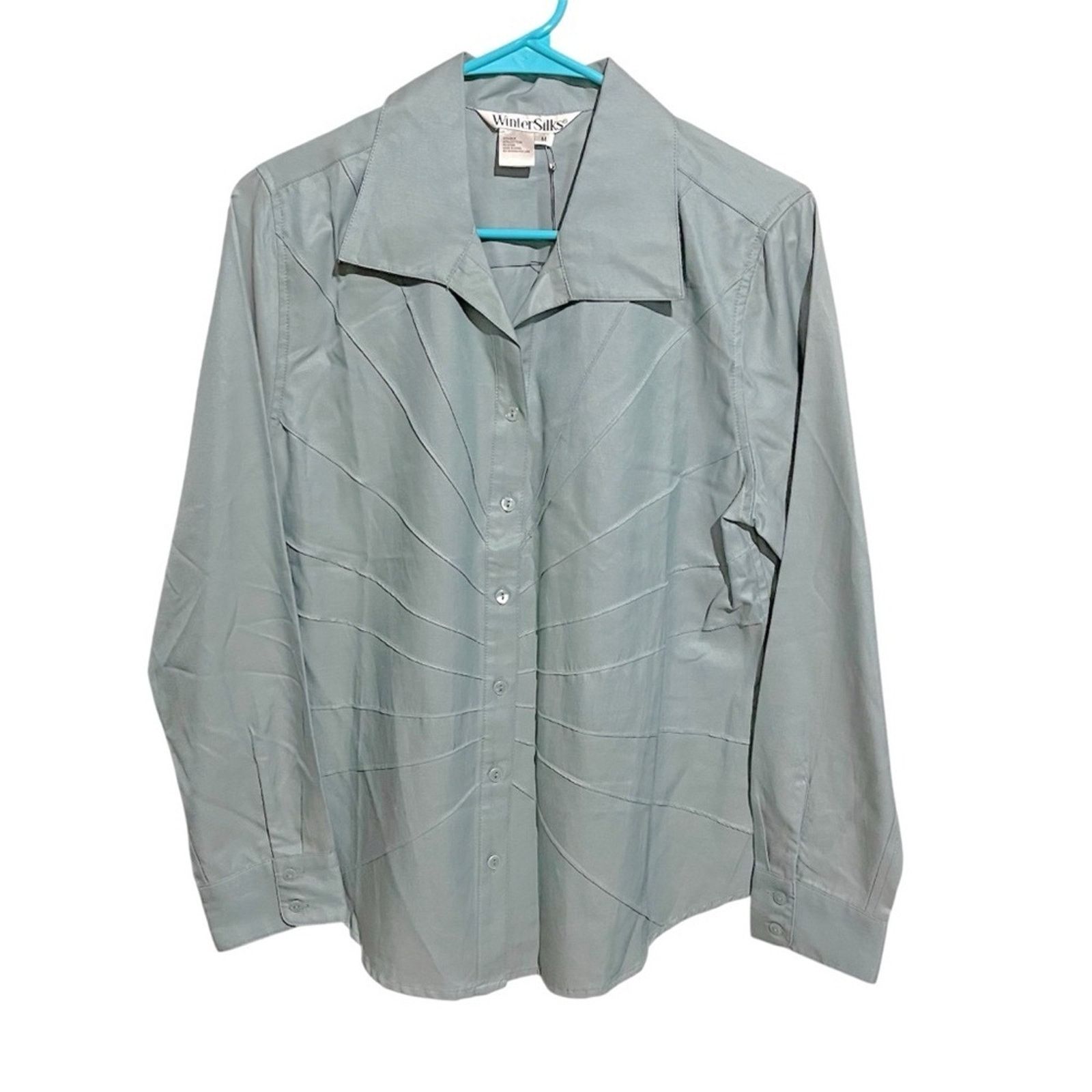 Other WinterSilks NWT Women’s Blouse Medium Blue Silk Blend Size M / US 6-8 / IT 42-44 - 1 Thumbnail