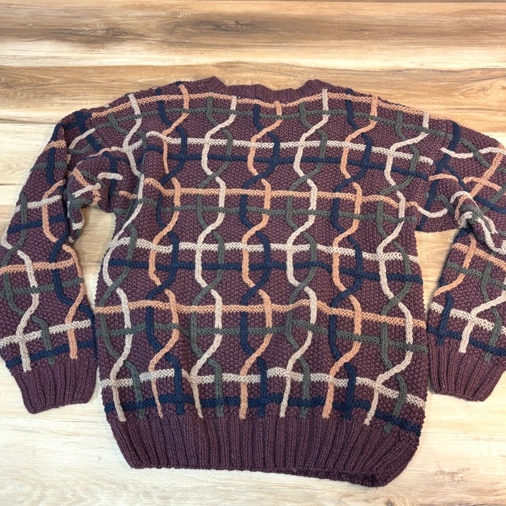 Geoffrey Beene VINTAGE Geoffrey Beene Sweater Mens Medium Burgundy Geometric 3D Knit Grandpa Size US M / EU 48-50 / 2 - 8 Thumbnail