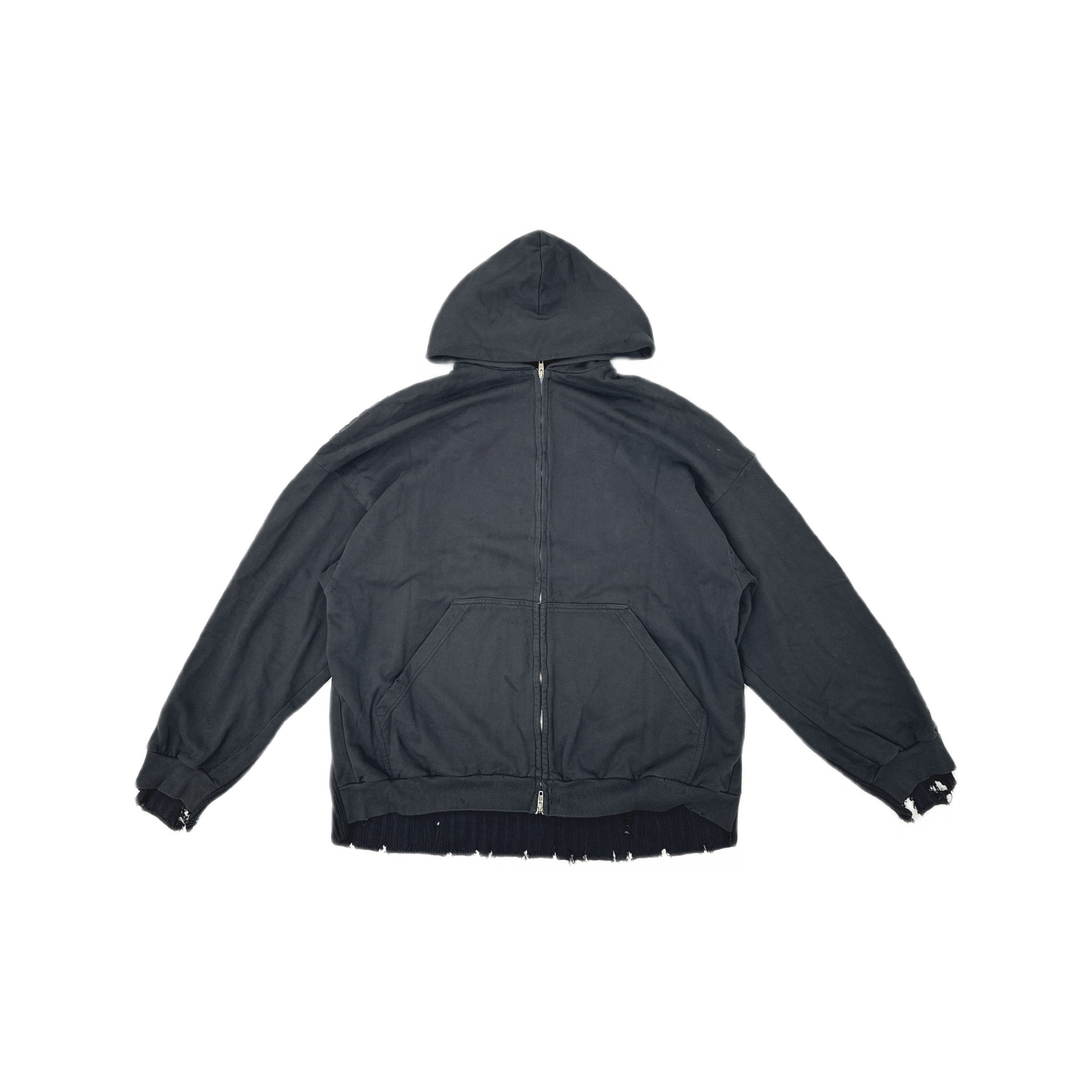 Balenciaga Balenciaga Distressed Ribbed Zip Hoodie Size 3 Size US L / EU 52-54 / 3 - 1 Thumbnail