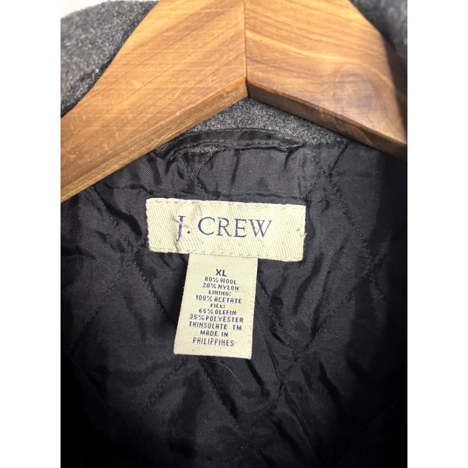 J.Crew J.Crew Wool Coat Mens XL Gray Thinsulate Quilted Button Front Overcoat Size US XL / EU 56 / 4 - 3 Thumbnail