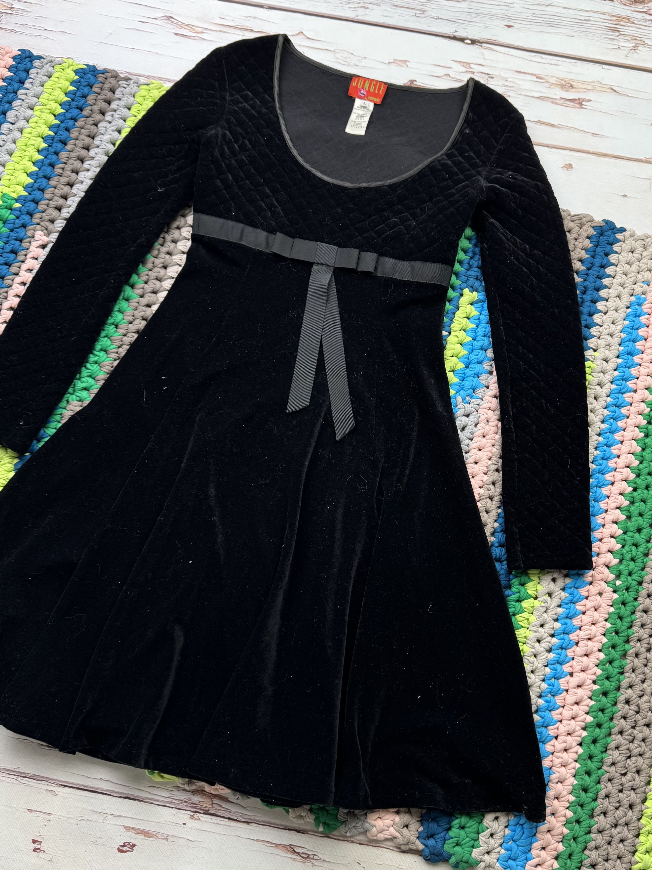 Kenzo Jungle Kenzo Vintage Velour Dress With Long Sleeve (V7)(D10) Size M / US 6-8 / IT 42-44 - 3 Thumbnail