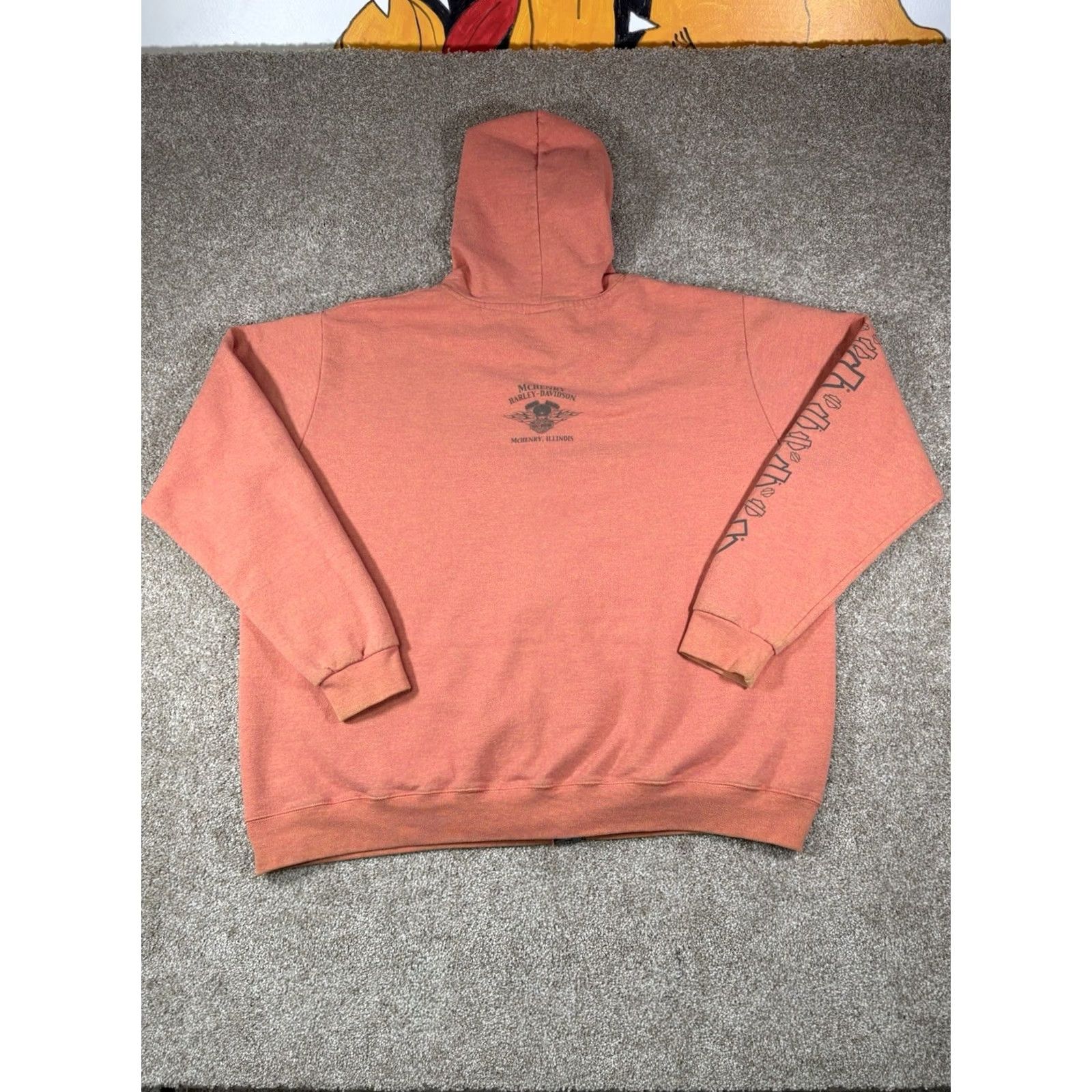 Bravado VINTAGE Harley Davidson Womens Zip Up Sweatshirt Burnt Salmon McHenry Illinois • Size XL Orange Full Zip Hoodie Womens XL Bravado Cotton Activewear Size XL / US 12-14 / IT 48-50 - 3 Thumbnail