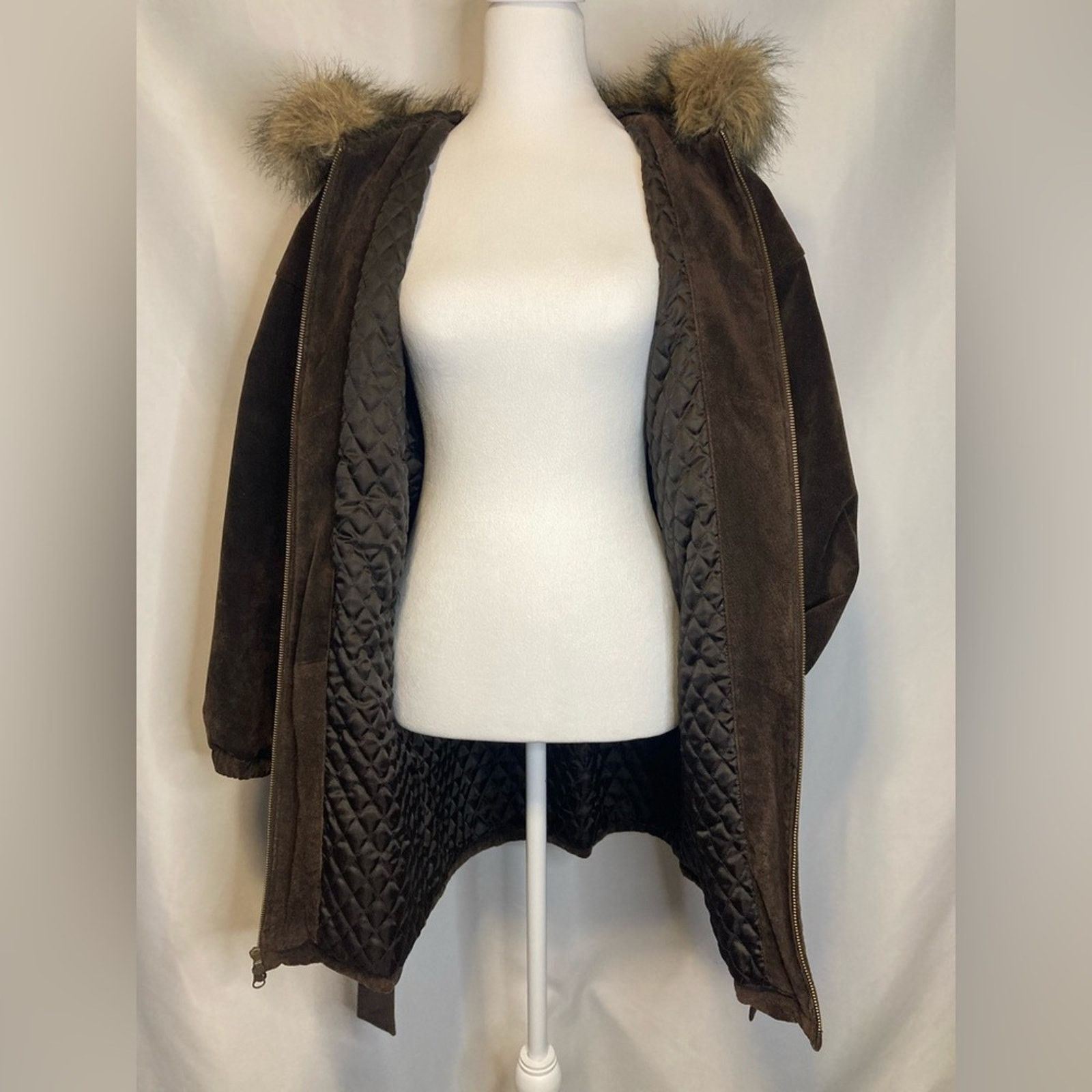 Wilsons Leather Wilson Leather Jacket Womens S Coat Lined Faux Fur Hood Boho Size S / US 4 / IT 40 - 8 Thumbnail