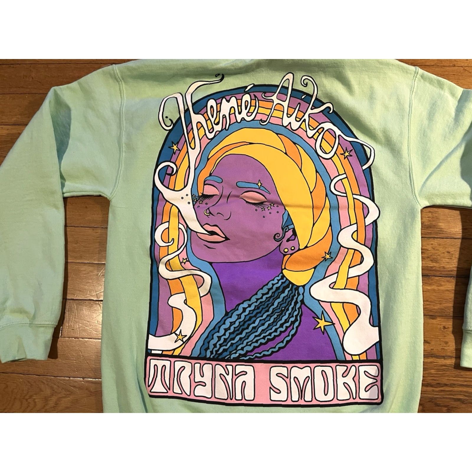 Vintage Jhene Aiko I’m Tryna Smoke Hoodie Women’s S Green Pullover Hooded Graphic Print Pockets Size S / US 4 / IT 40 - 6 Thumbnail
