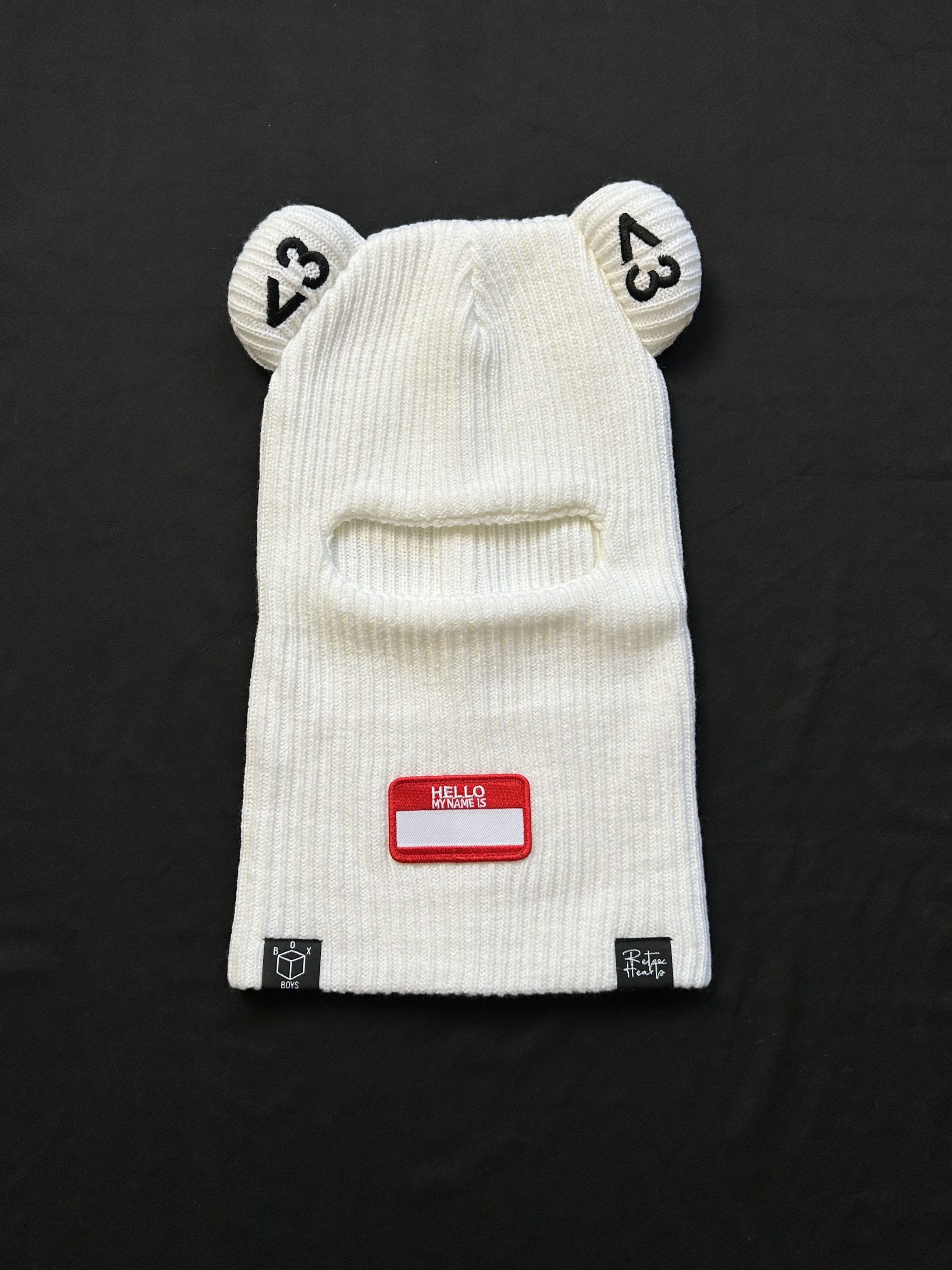 Japanese Brand Rare Box Boys Retro Hearts White Balaclava Ski Mask OS Size ONE SIZE - 1 Thumbnail