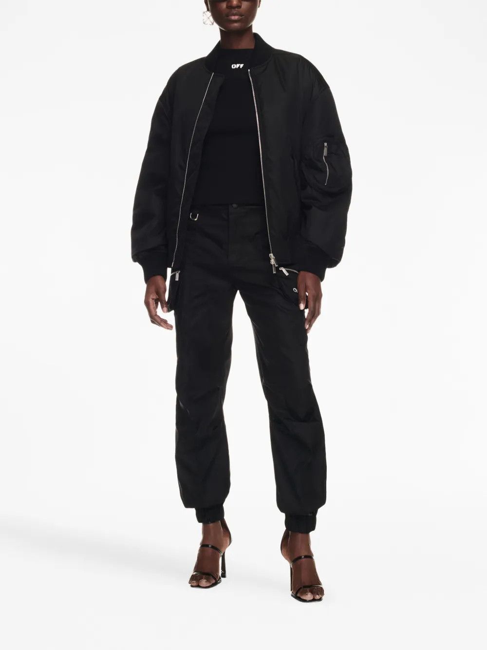 Off-White o1y1125 Bomber Jacket in Black Size S / US 4 / IT 40 - 4 Thumbnail