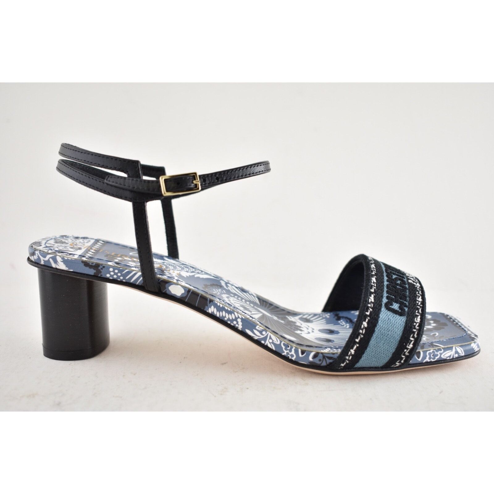 Dior Dior Bandana Embroidered Black Blue Dway Heeled Sandal Size US 10 / IT 40 - 2 Thumbnail