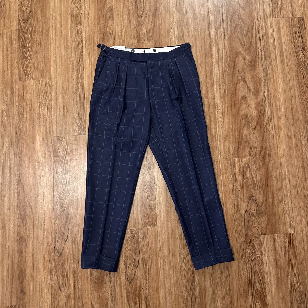 Suitsupply Navy Blue Windowpane Dress Pants