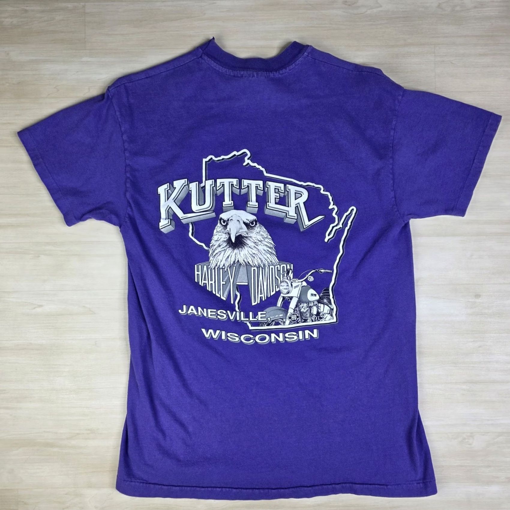 Hanes Harley Davidson In Full Color Single Stitch Shirt Purple Medium Mens T-Shirt Colorful Stitch Hanes Size US M / EU 48-50 / 2 - 2 Thumbnail