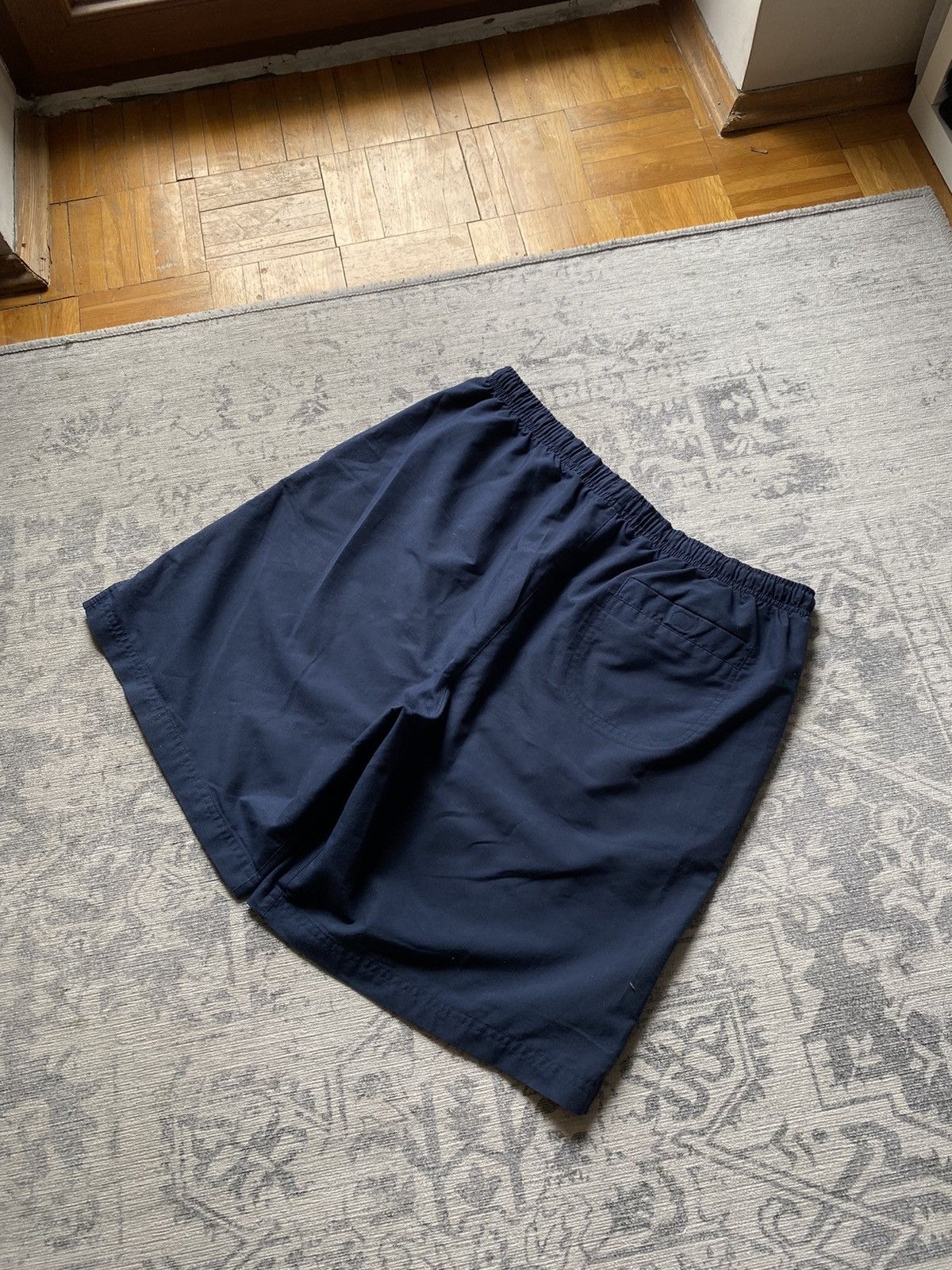 Japanese Brand × Nike × Vintage Vintage Nike Baggy Shorts Mini Swoosh Blue Japanese Drill Size US 34 / EU 50 - 6 Thumbnail