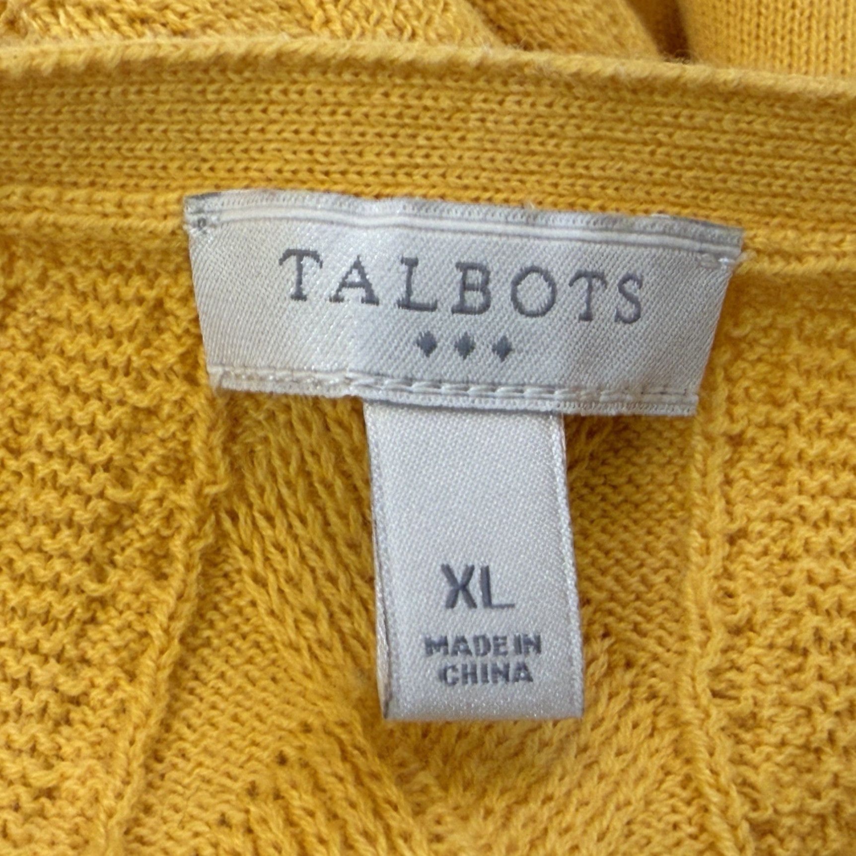 Talbots Talbots Tunic Sweater Womens XL Yellow Gold V-Neck Long Sleeve Cable-Knit 100% Cotton Pullover Size XL / US 12-14 / IT 48-50 - 5 Thumbnail