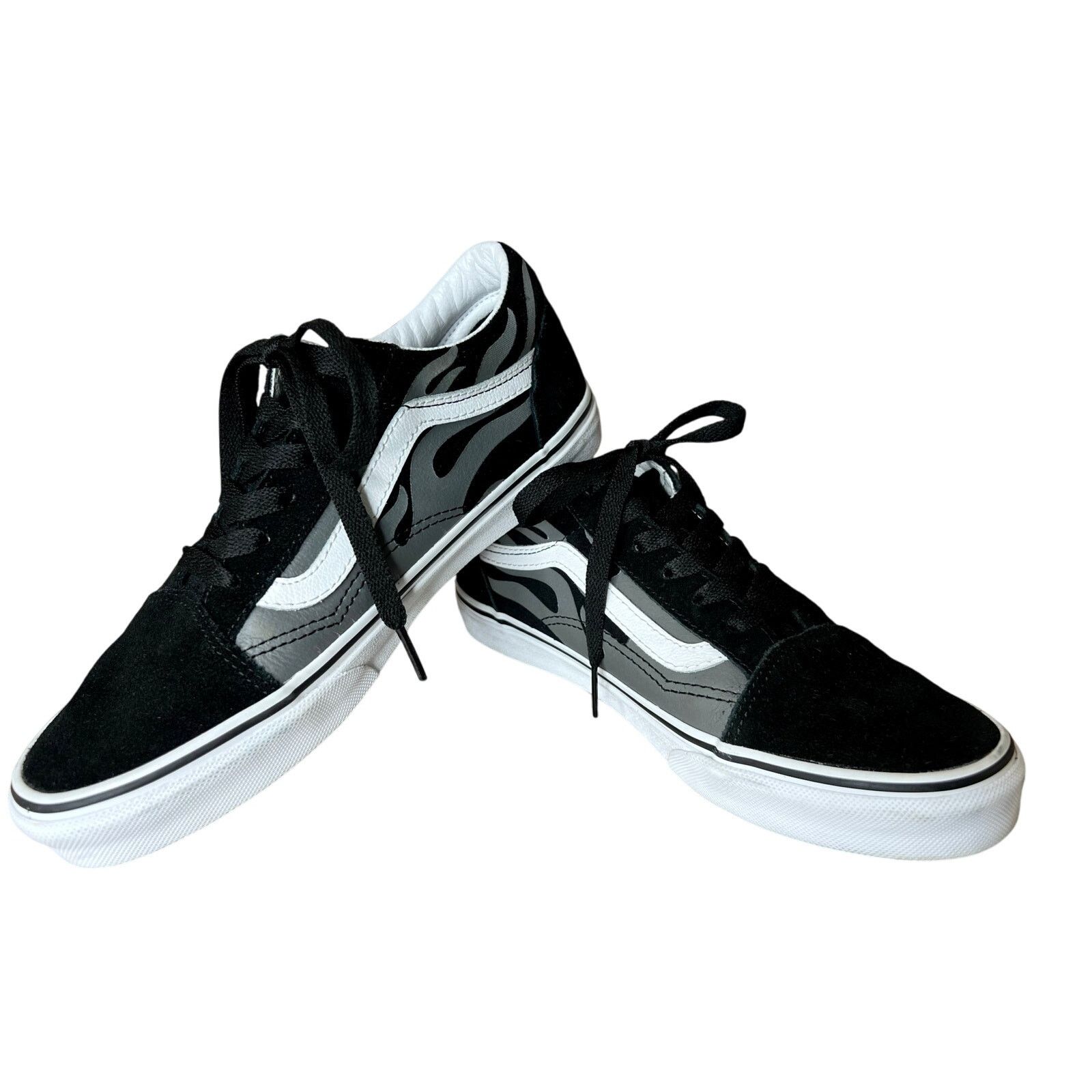 Vans Vans Junior Old Skool Flame Skate Black Shoes Sneakers M6/W8 Size US 6 / EU 39 - 2 Thumbnail