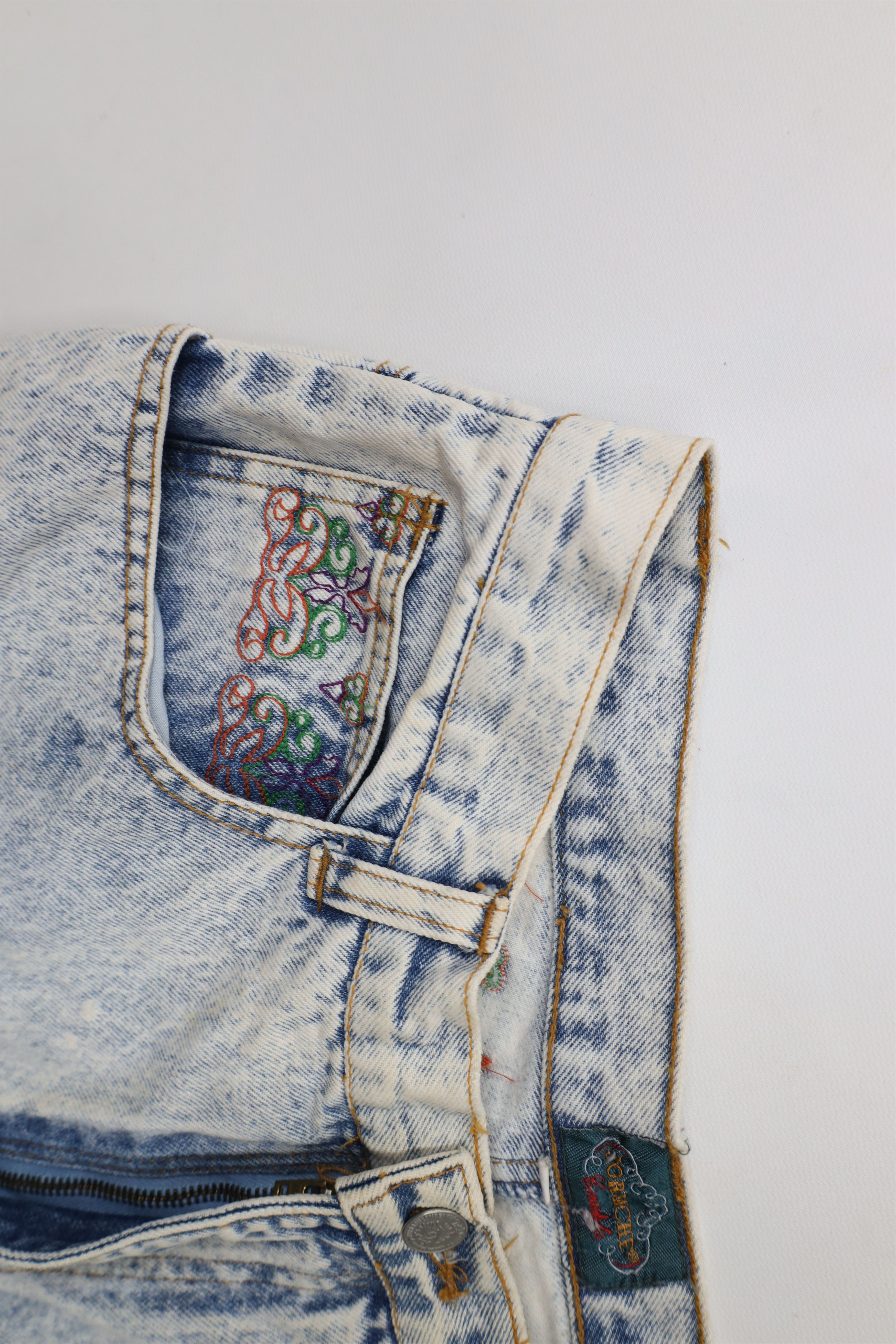 Vintage Vintage 90s Streetwear Acid Wash Embroidered Flower Jeans Size 38" / US 16 / IT 52 - 8 Thumbnail