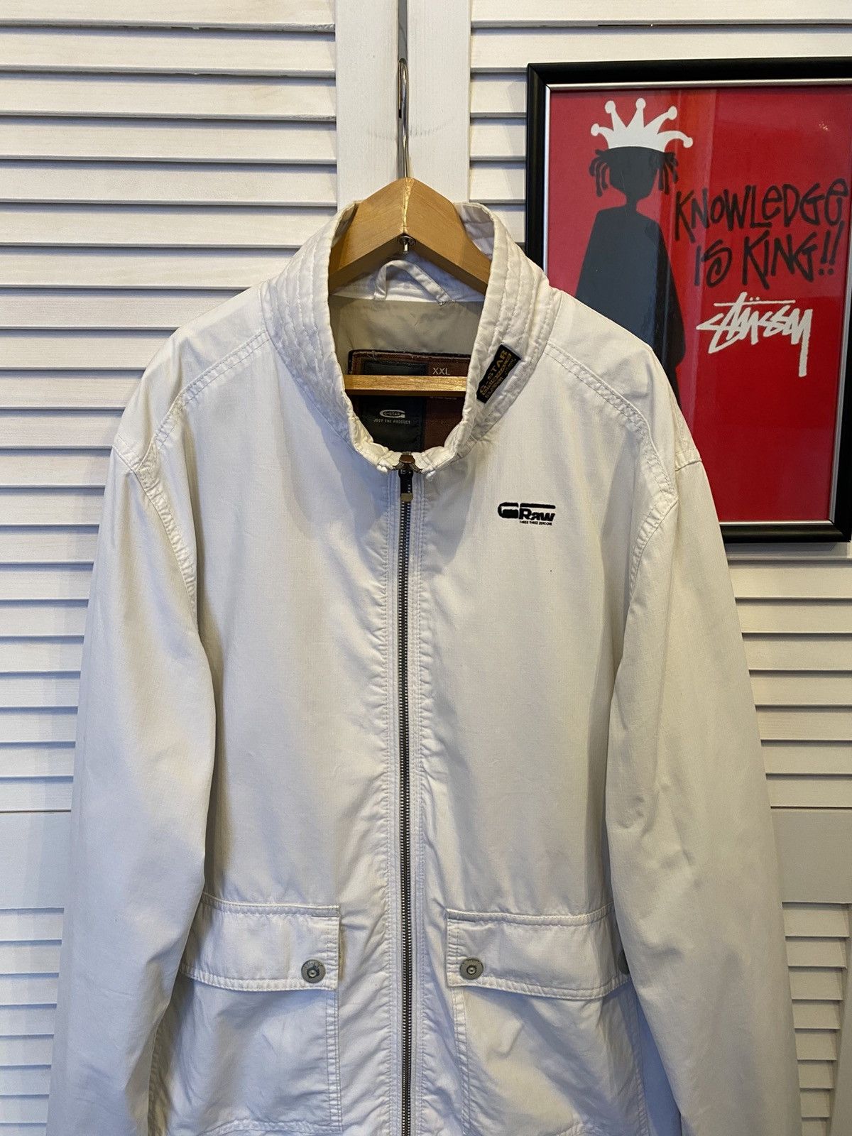 G-Star Vintage Bomber Jacket J-Star Raw Button Zip Casual Style Size US XL / EU 56 / 4 - 3 Thumbnail