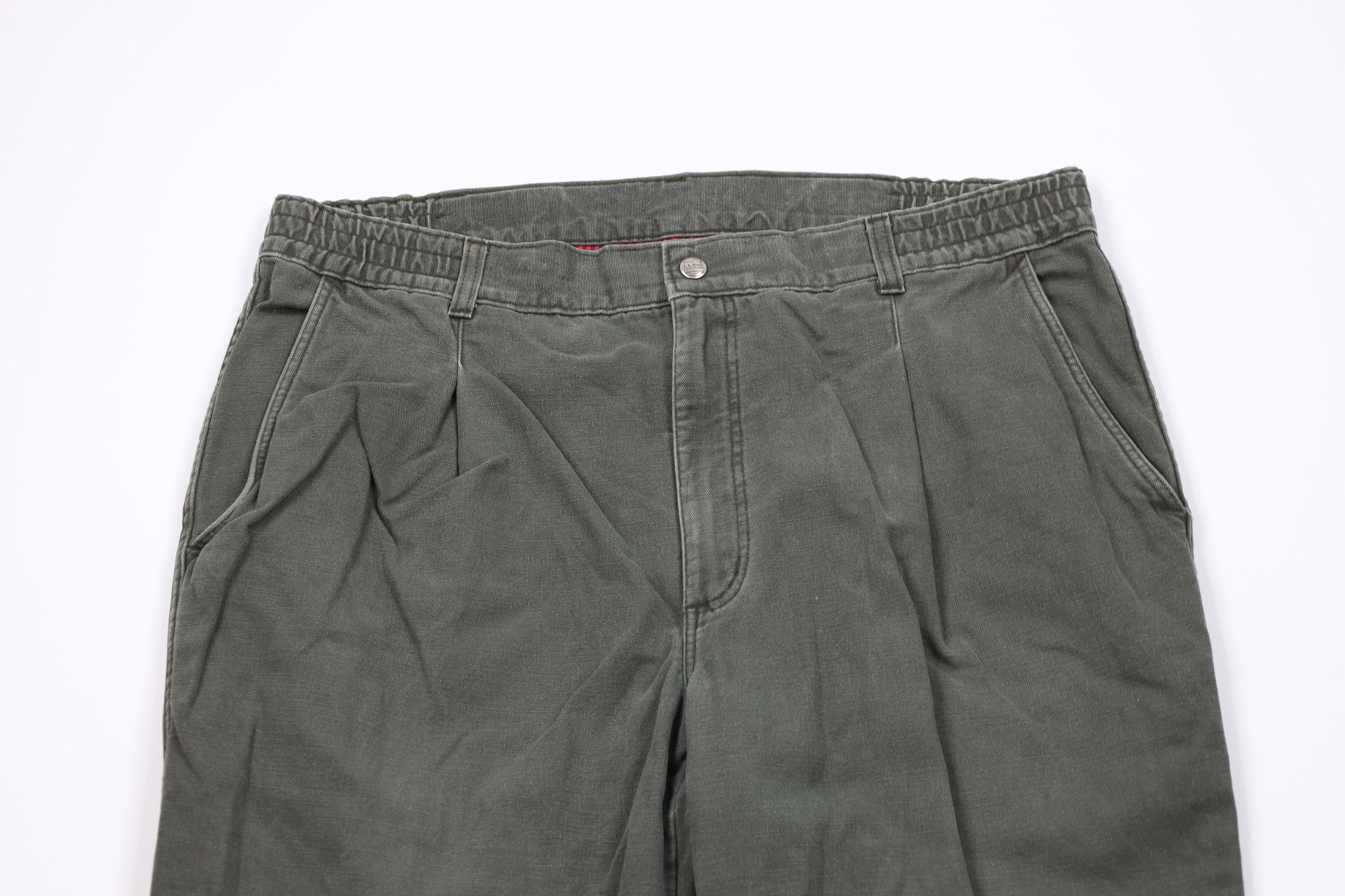 L.L. Bean Vtg 90s LL Bean Lined Canvas Wide Leg Pants Green USA Size US 36 / EU 52 - 3 Thumbnail