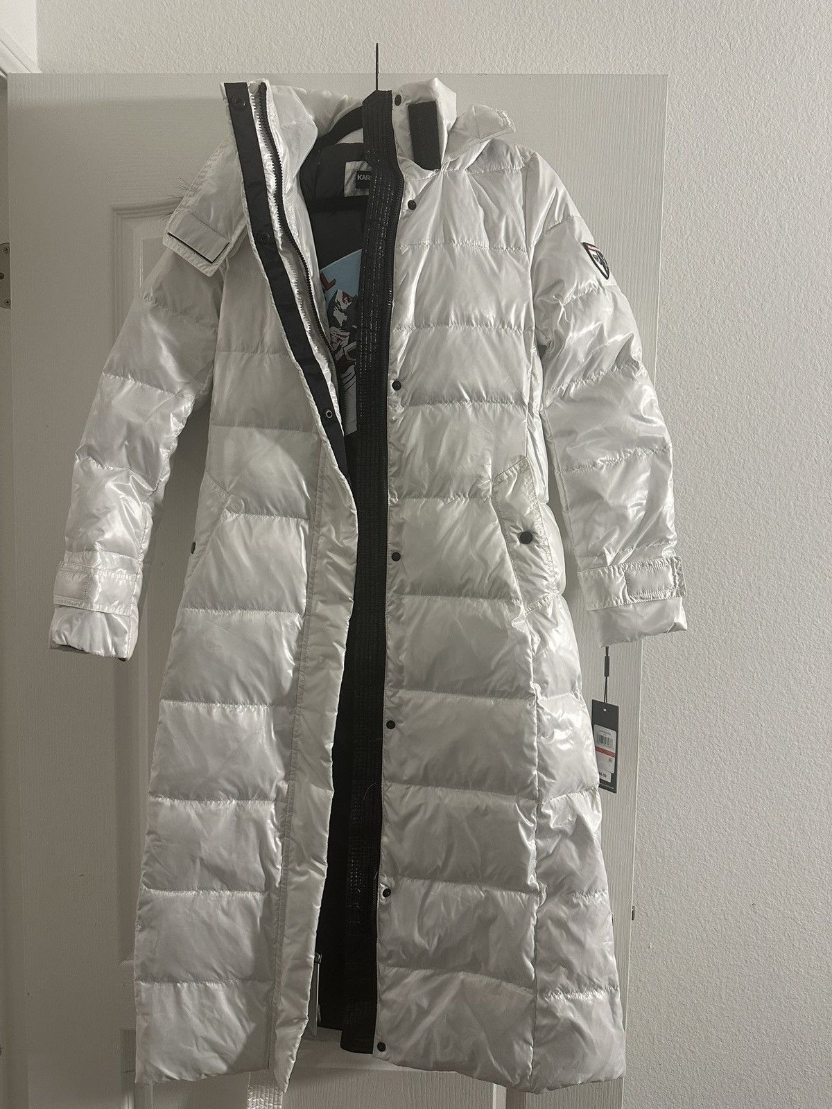 image of Karl Lagerfeld Snow Jacket in White, Women's (Size Small)