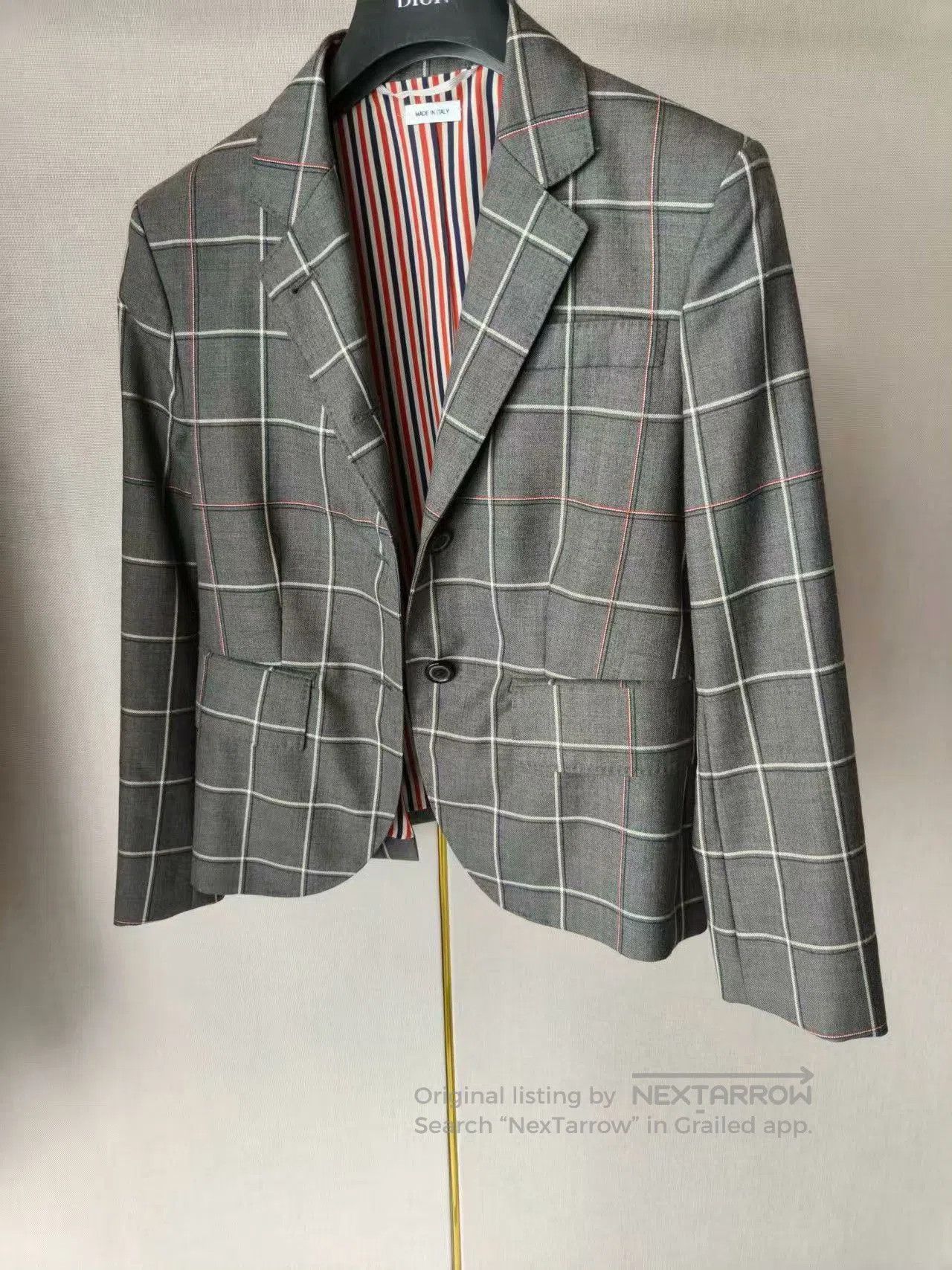 Thom Browne Gray Plaid Single Button Blazer. Size US M / EU 48-50 / 2 - 1 Thumbnail