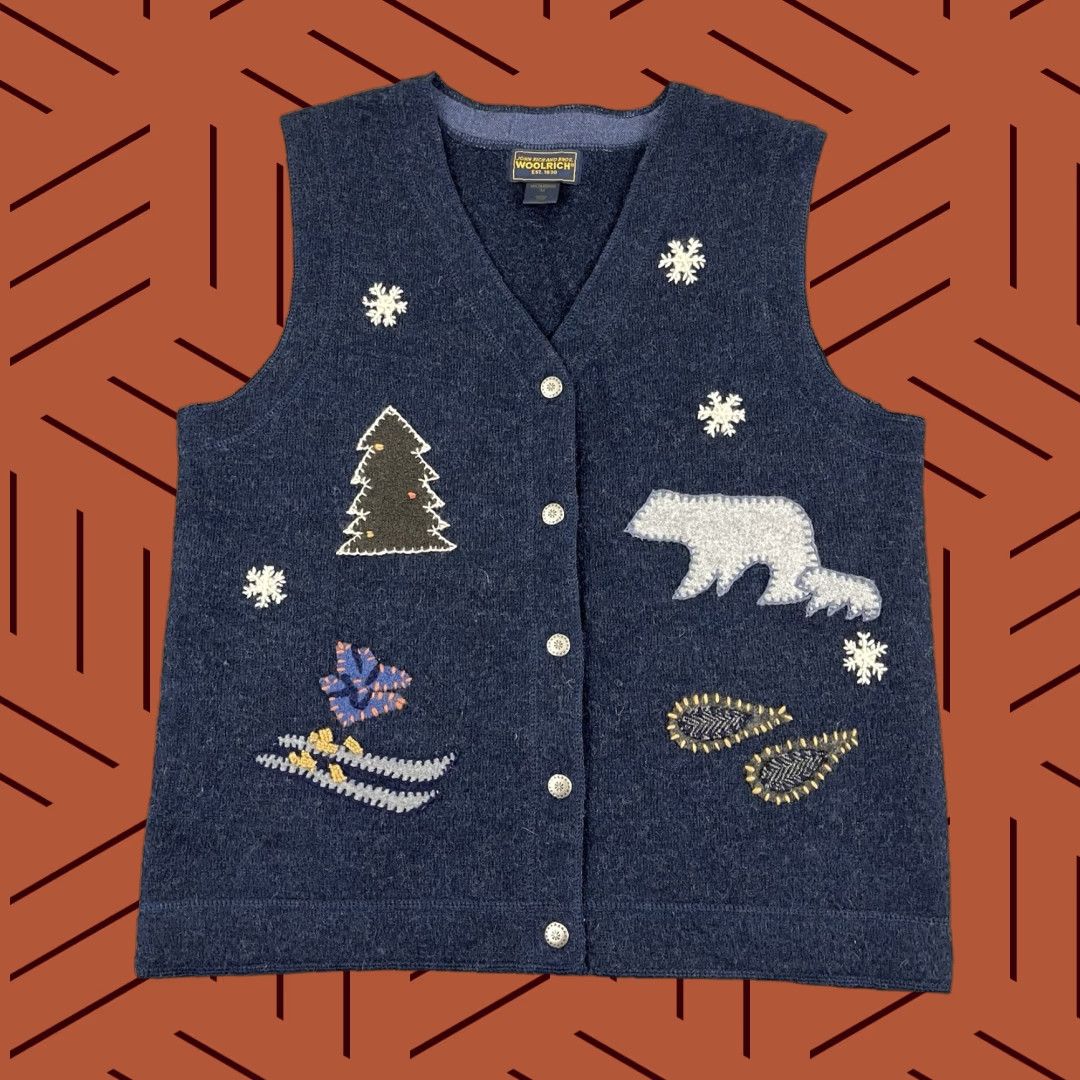 Vintage VINTAGE Woolrich Sweater Vest Women M Navy Blue Wool Polar Bear Christmas Ski Party Vest Women M Navy Blue Woolrich Polar Bear Christmas Ski Party Size M / US 6-8 / IT 42-44 - 1 Thumbnail