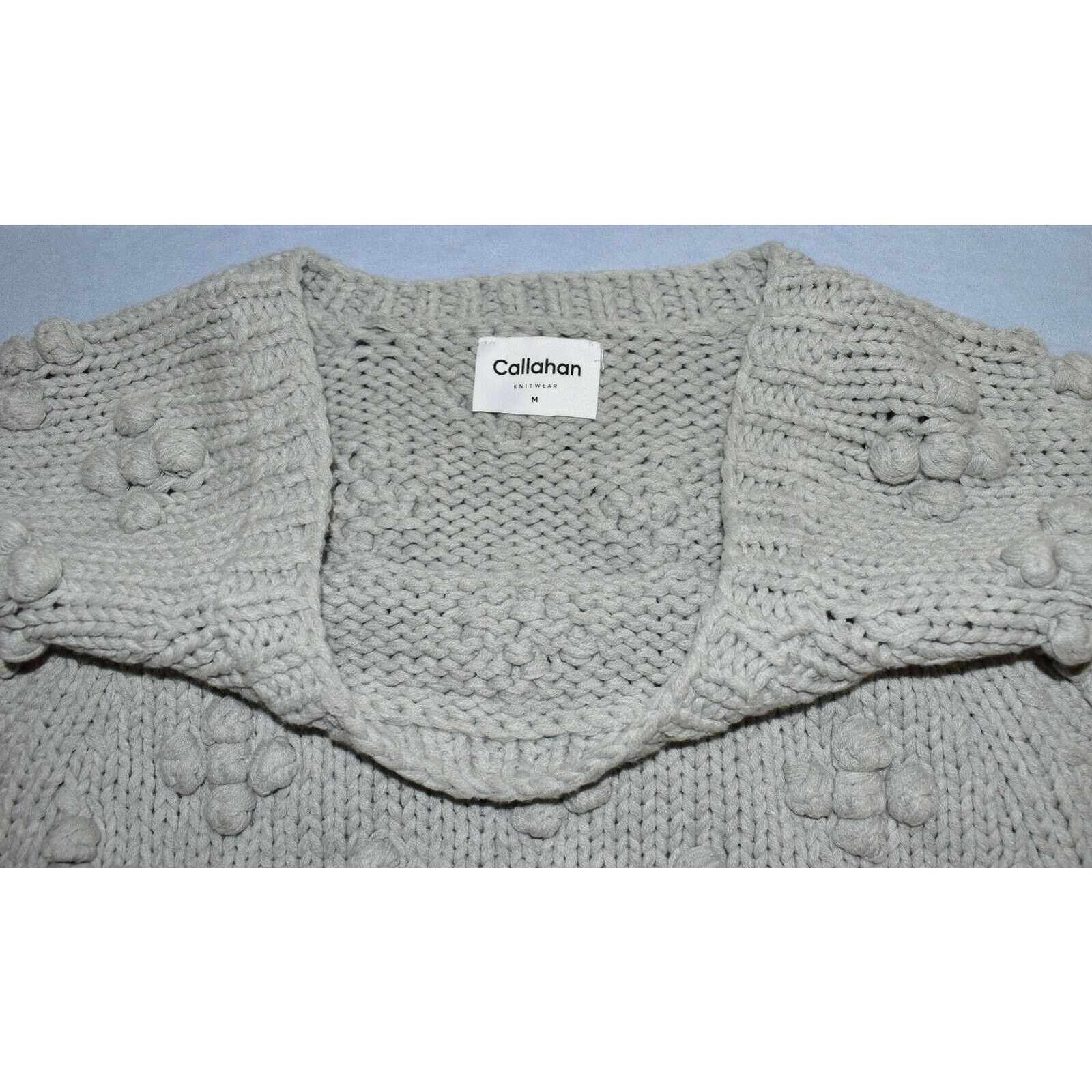 Caron Callahan A6 NEW CALLAHAN Light Gray Knit Cotton/Acrylic Sweater Sz M Size M / US 6-8 / IT 42-44 - 7 Thumbnail