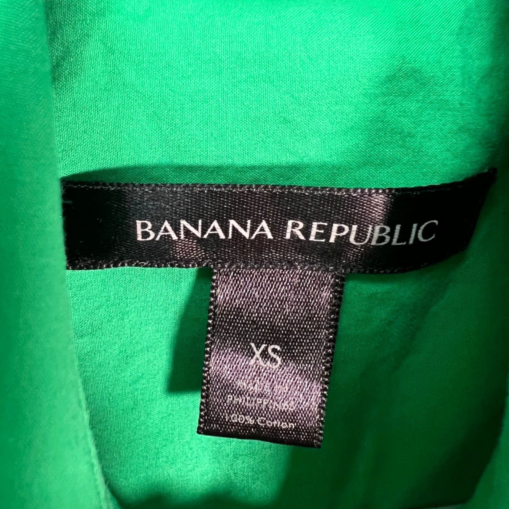 Banana Republic VINTAGE Banana Republic Womens XS Green Button-Down Shirt Dress 100% Cotton Size XS / US 0-2 / IT 36-38 - 3 Thumbnail