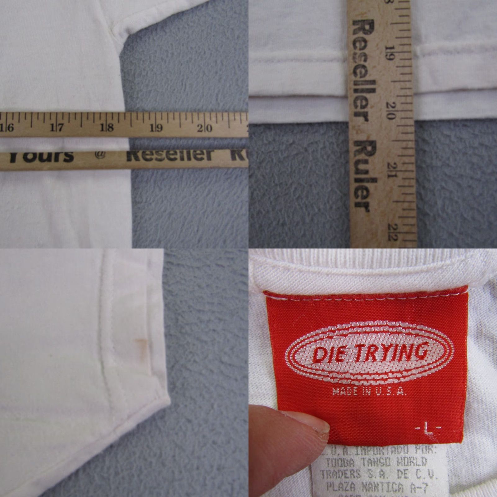 Vintage VINTAGE Die Trying T-Shirt Womens Large White 90s Beach Cotton Logo Casual Top Tee Size L / US 10 / IT 46 - 8 Thumbnail