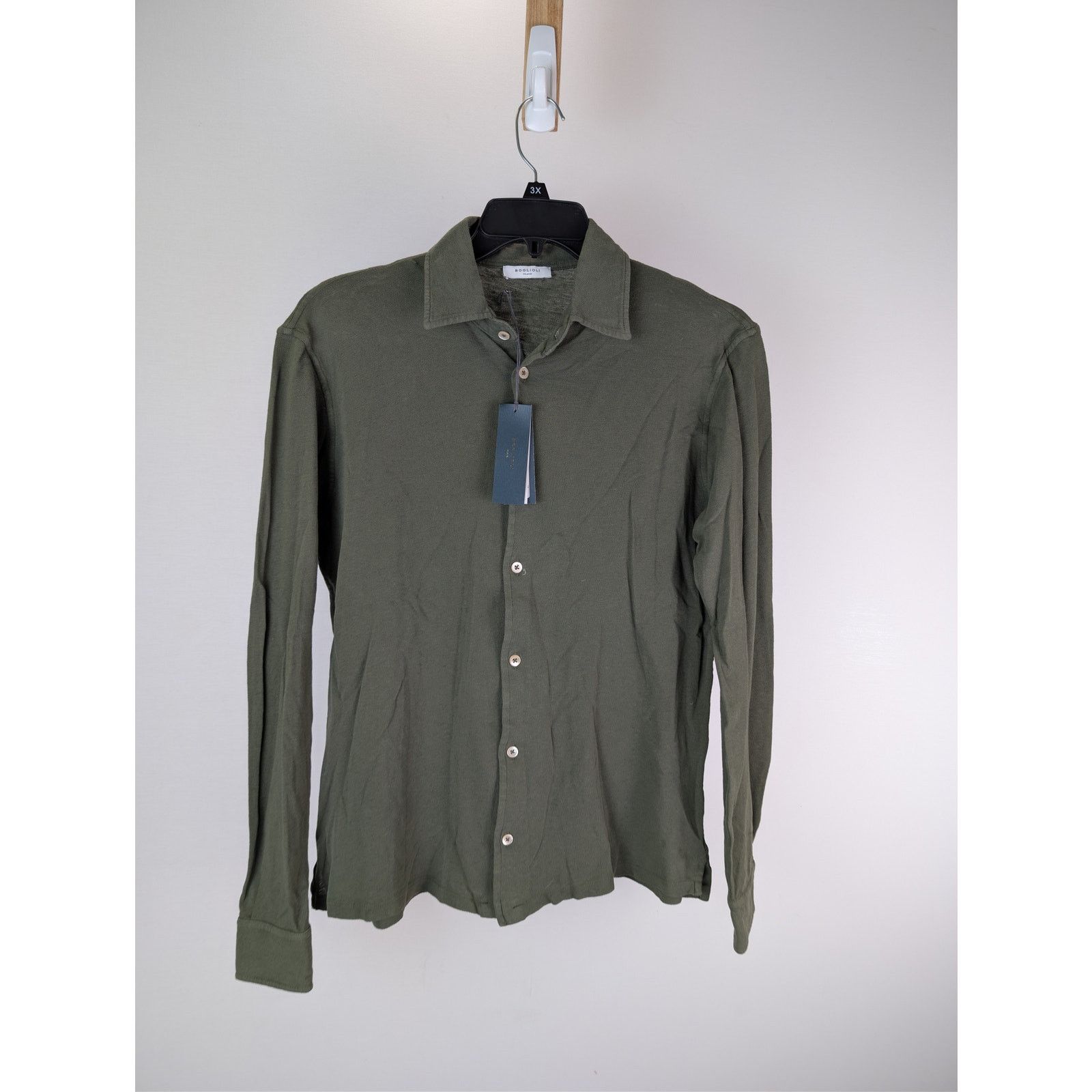 Boglioli o1rshd1 CC20 Cotton French Collar Shirt in Dark Green Size US S / EU 44-46 / 1 - 1 Thumbnail