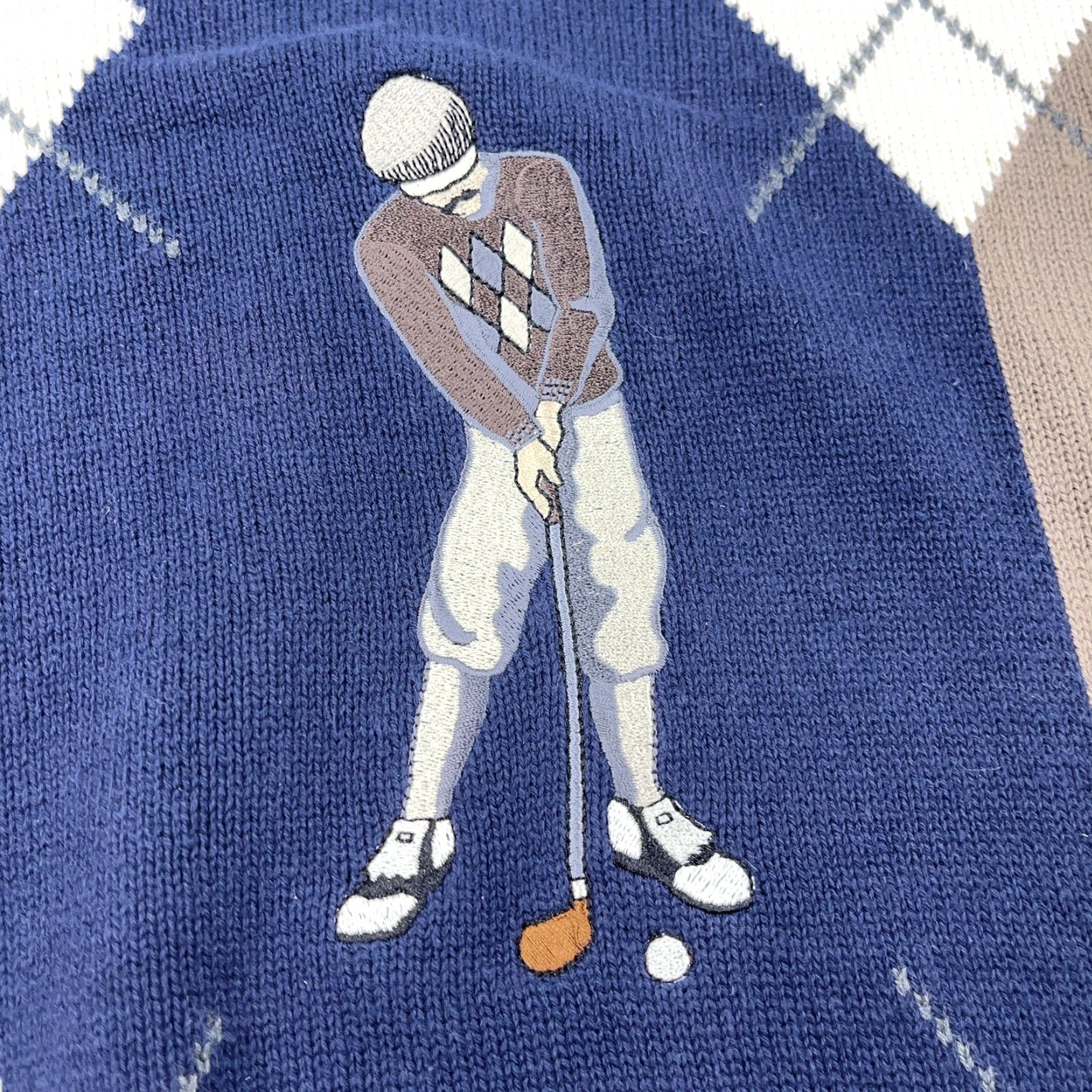 Vintage VINTAGE John Ashford Golf Sweater Men XL Brown Heavy Knit 90s Embroidered Pullover Size US XL / EU 56 / 4 - 5 Thumbnail