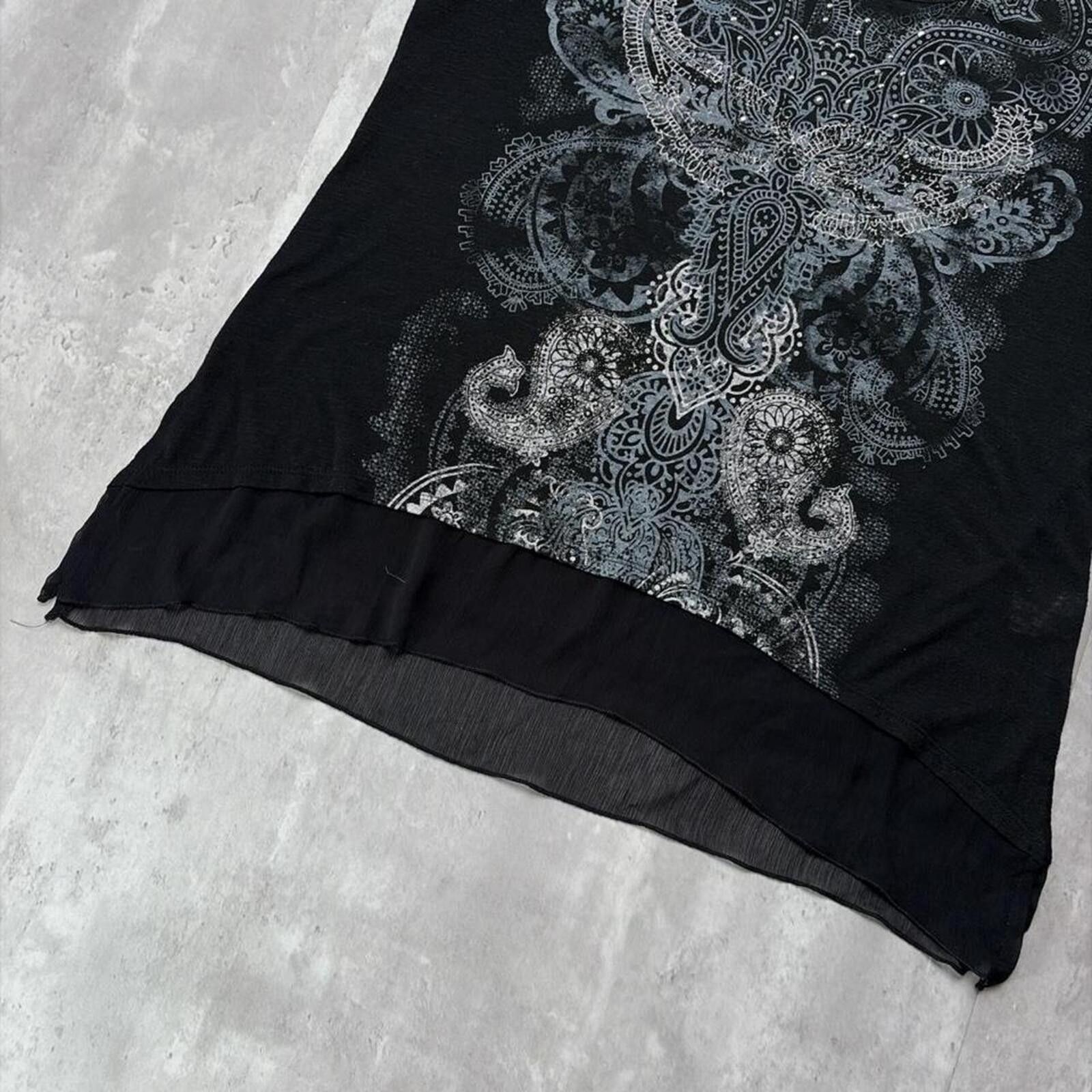 Faded Glory Y2K Black Faded Glory Grunge Gothic Embellished Shirt Size XXL / US 16-18 / IT 52-54 - 4 Thumbnail