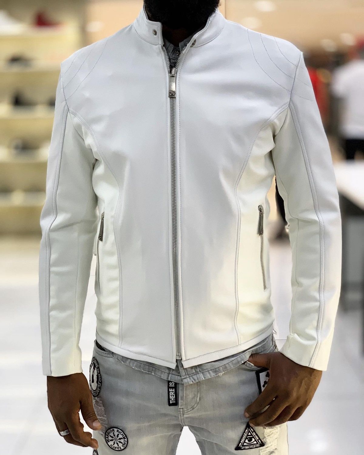 John Richmond 2019 Logo Patch Leather Jacket Size US L / EU 52-54 / 3 - 1 Thumbnail