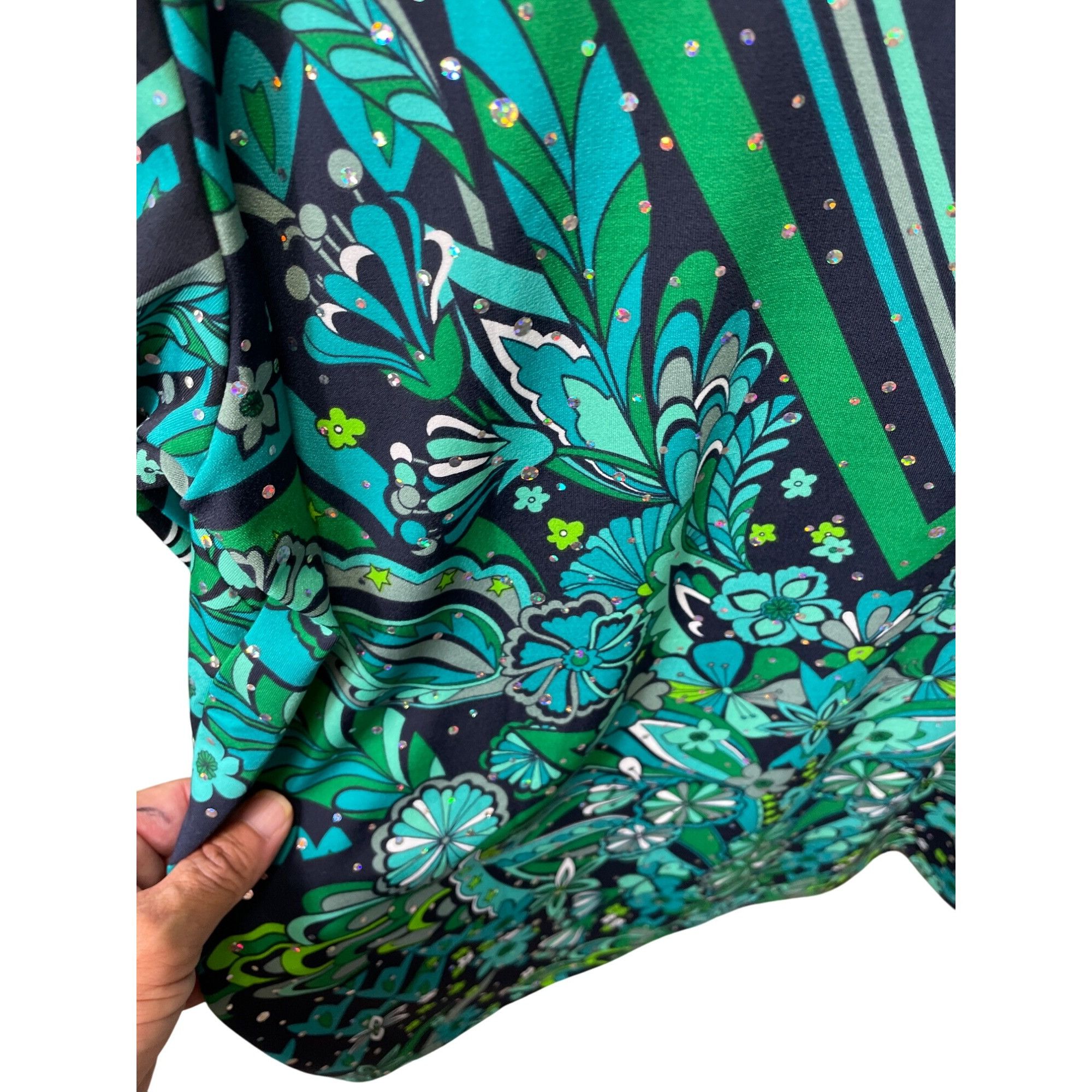 Bob Mackie Bob Mackie Wearable Art Womens Green & Black Floral Blouse S Size L / US 10 / IT 46 - 9 Thumbnail
