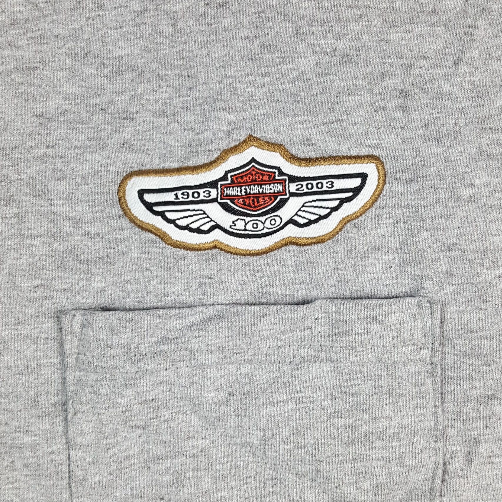 Harley Davidson VINTAGE Harley-Davidson Mens T-Shirt Motorcycle Wrap Around Pocket Biker 2000s Grunge 90s Gray Size M Size US M / EU 48-50 / 2 - 3 Thumbnail