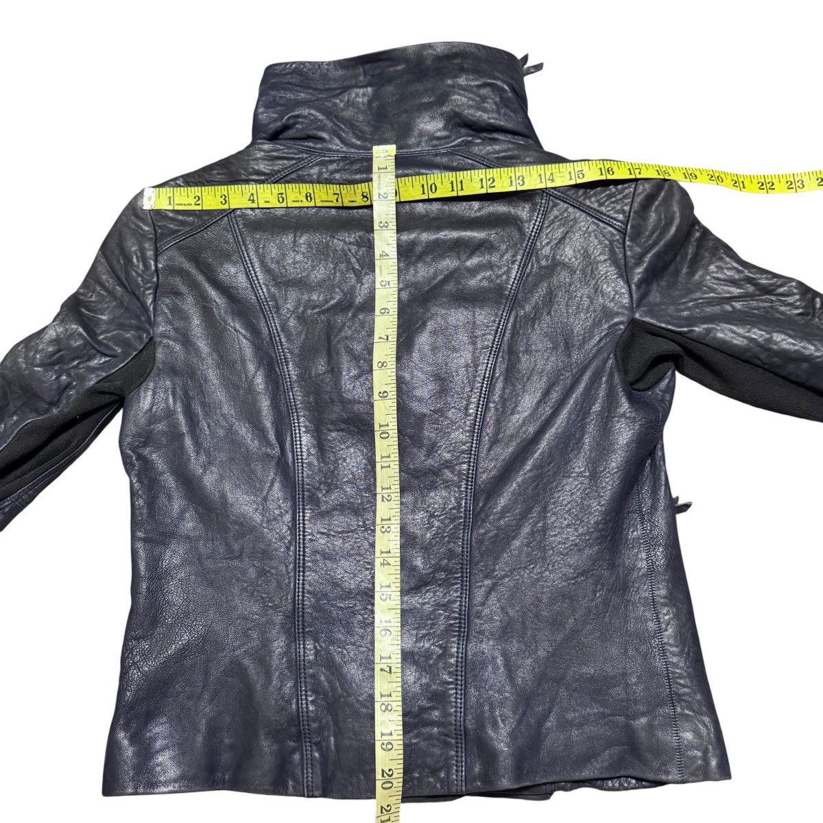 Japanese Brand Husk Hi-Neck Leather Biker Jacket Rick Owens Style Size S / US 4 / IT 40 - 17 Thumbnail