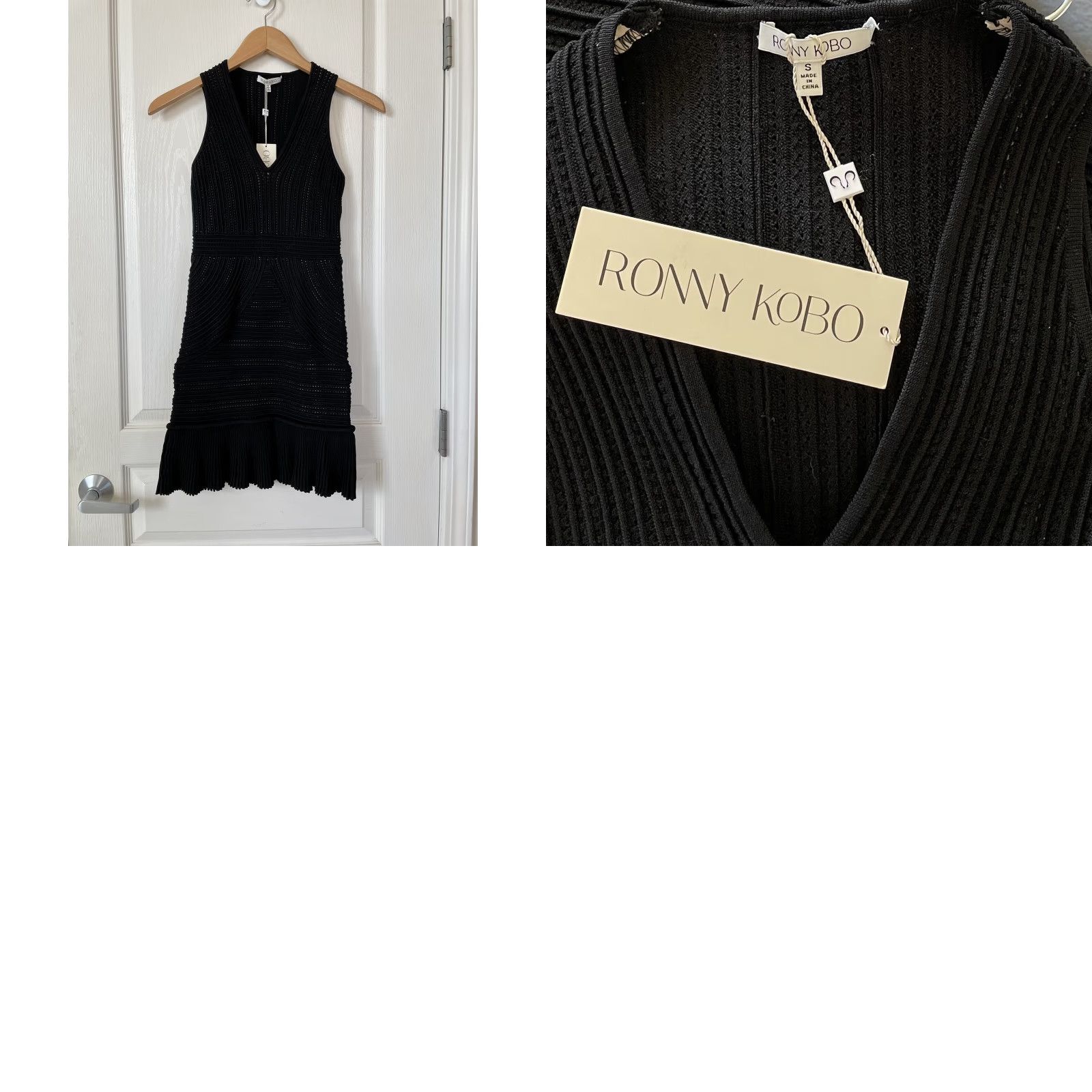Ronny Kobo Ronny Kobo Jodi Pointelle Sleeveless Mini Cocktail Dress Black S Women's Dress Short V-Neck, Bodycon, Party/Cocktail, Solid, Knit, Dry Clean Only Size S / US 4 / IT 40 - 8 Thumbnail
