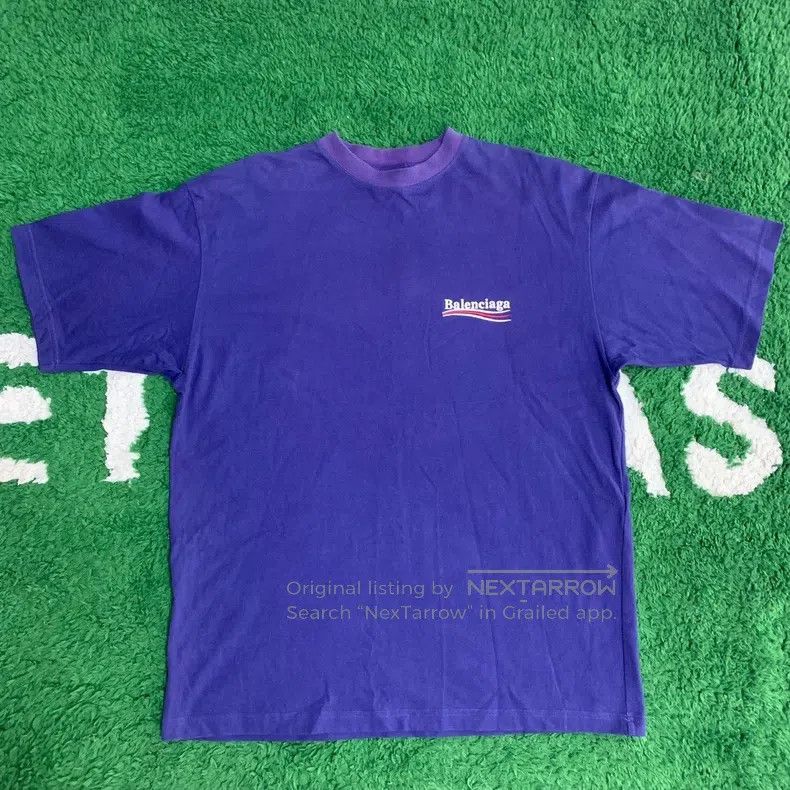 Balenciaga Balenciaga Blue Cola Logo Round Neck Short Sleeve T-Shirt Size US S / EU 44-46 / 1 - 1 Thumbnail