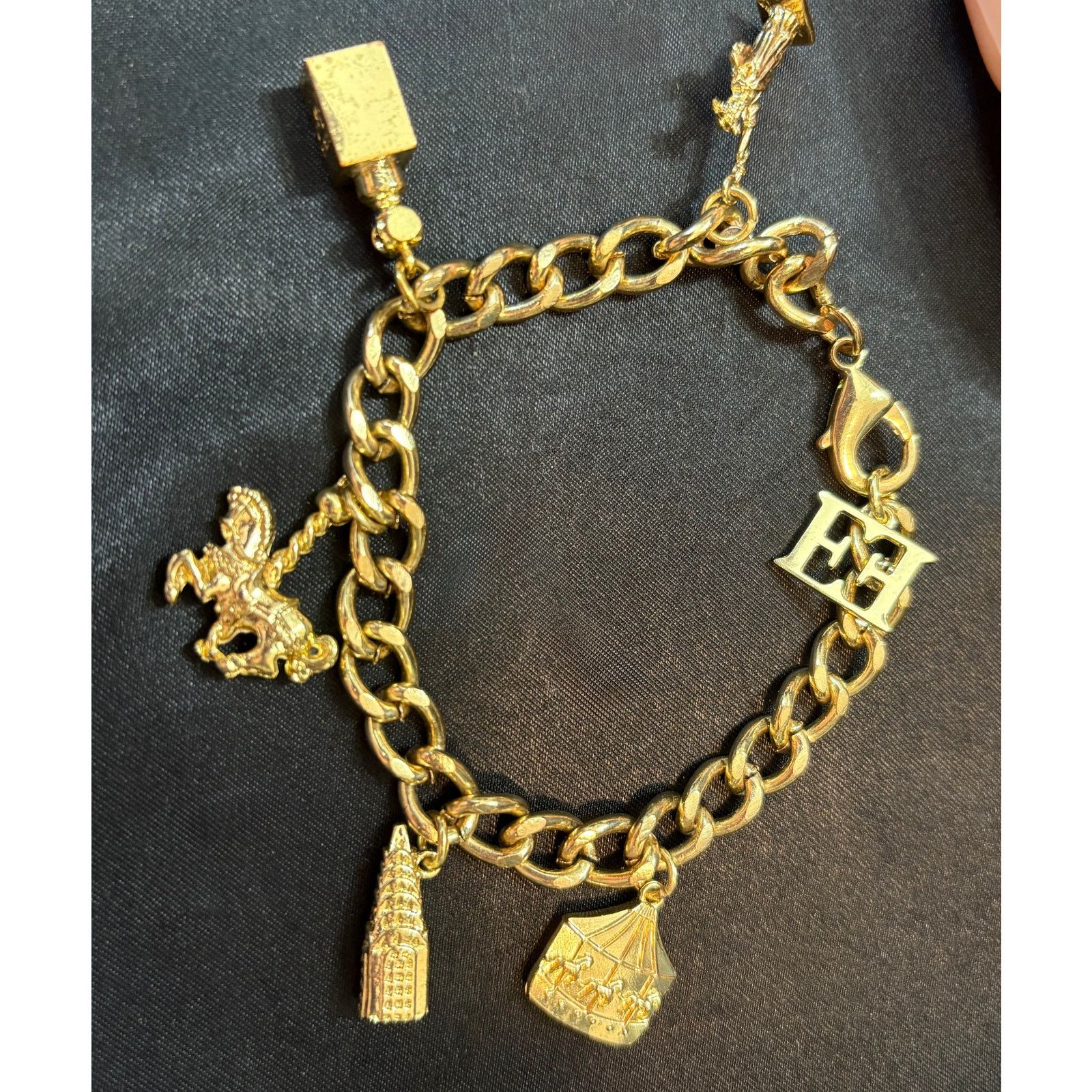 Escada Escada Gold-Tone Carousel Charm Bracelet Signature E 7.25" Size ONE SIZE - 2 Thumbnail