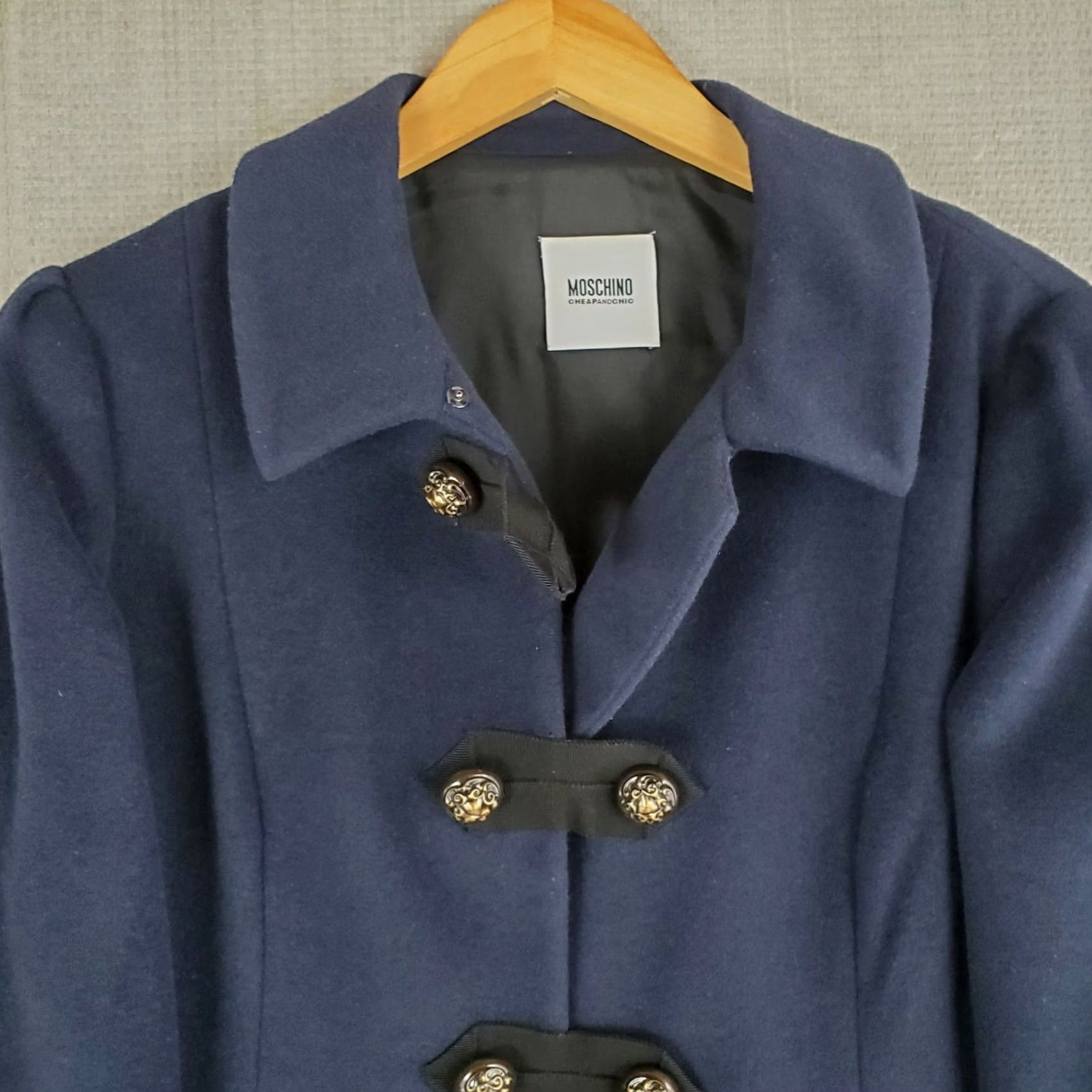 Moschino MOSCHINO Wool/Angora Toggle Jacket Navy Blue Large L Size L / US 10 / IT 46 - 2 Thumbnail
