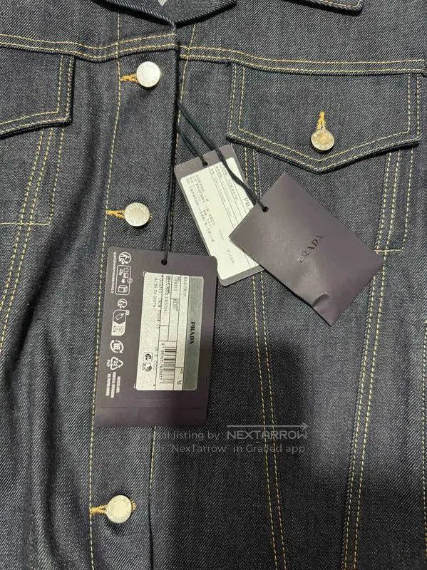 Prada Prada Black Gray Cotton Logo Embroidered Jacket. Size US S / EU 44-46 / 1 - 4 Thumbnail