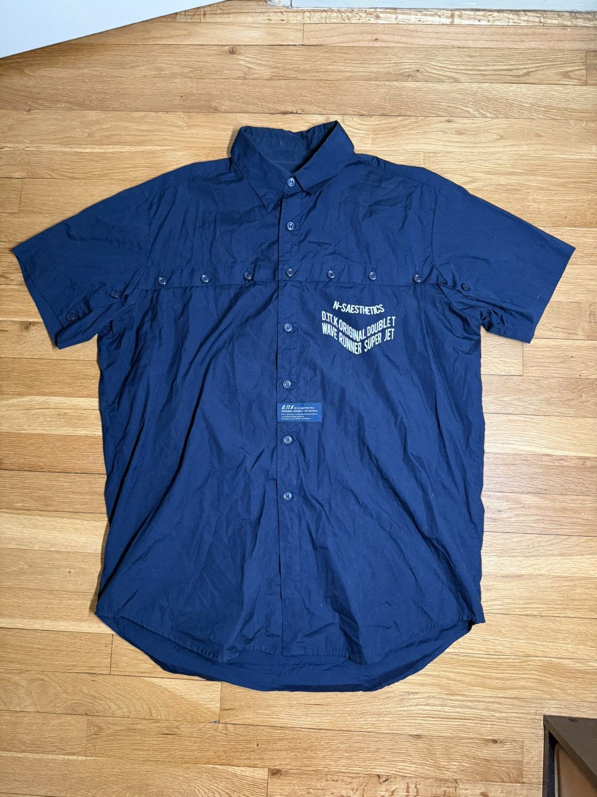 D.TT.K Navy Blue D.TT.K Deconstructable Worker Polo Shirt Detto K Size US L / EU 52-54 / 3 - 2 Thumbnail