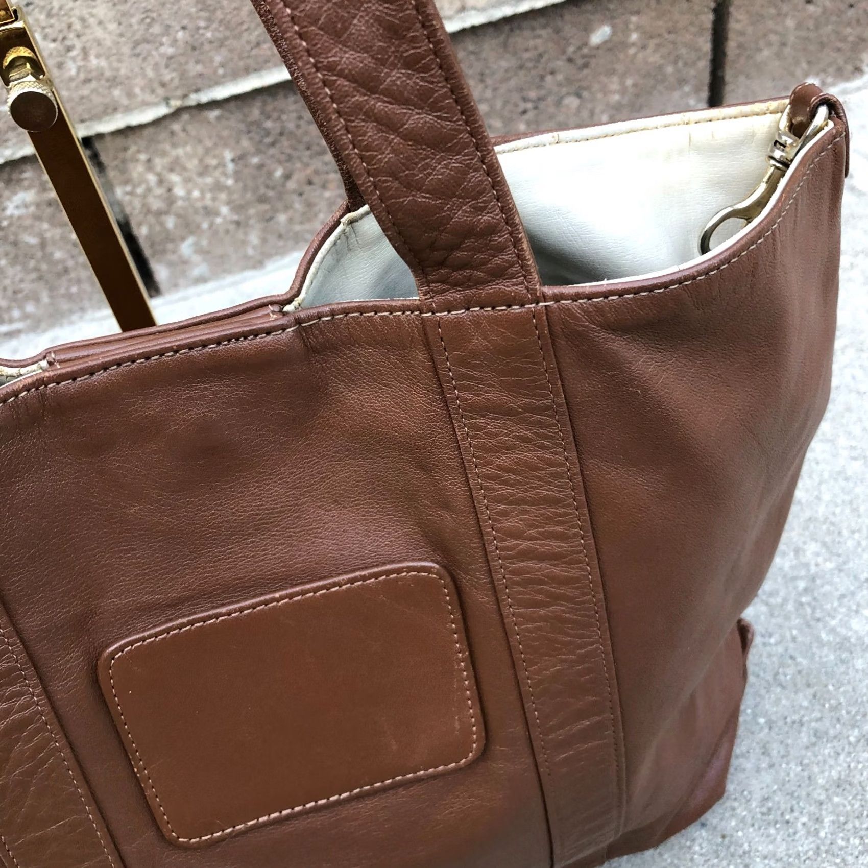 Vintage VINTAGE Robinson's Leather Tote Purse Women's Brown Shoulder Bag Large Tote Brown Leather Women Bag Large Robinson's Size ONE SIZE - 6 Thumbnail