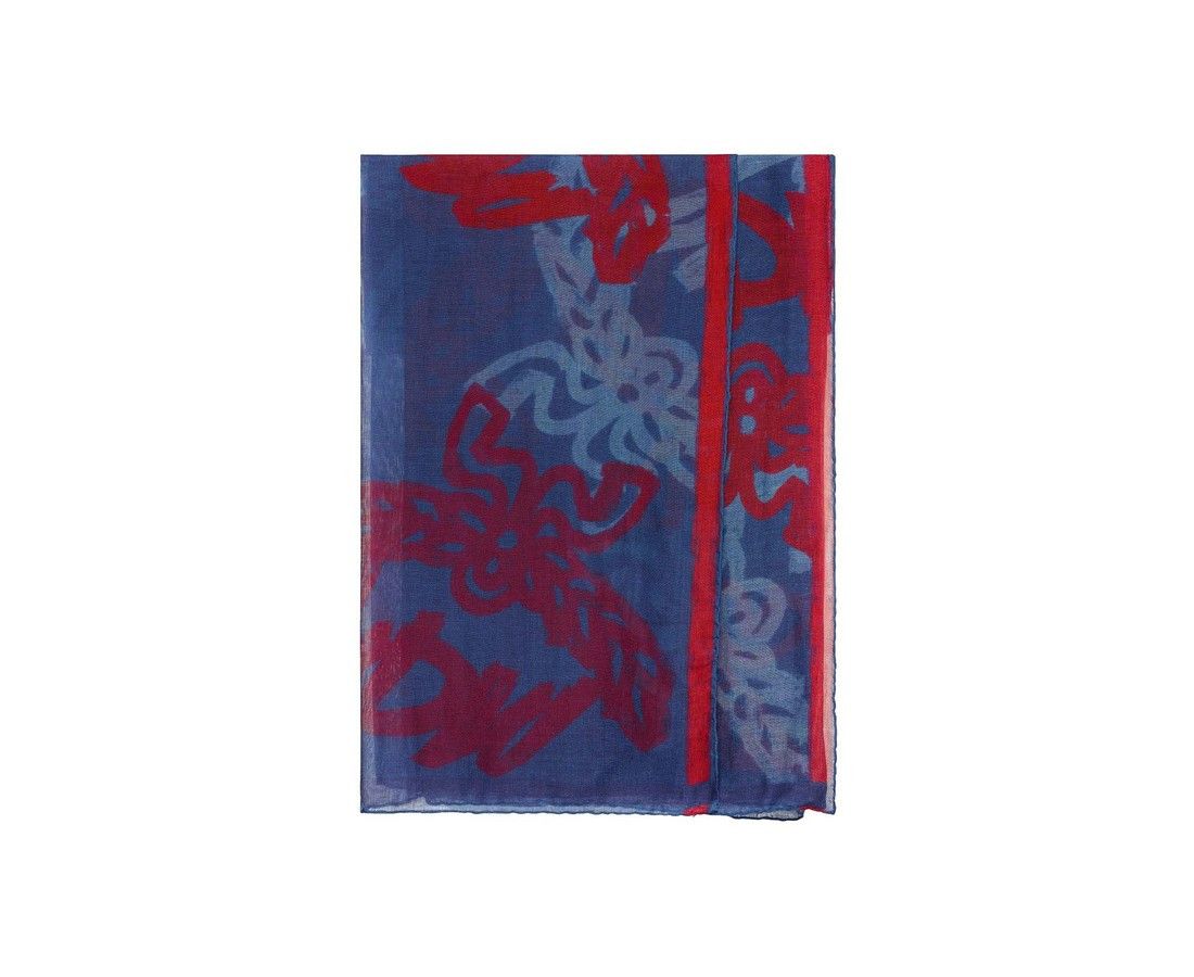 MCM Women's Blue Allover Logo Print Silk Wool Large Scarf Shawl Size ONE SIZE - 1 Thumbnail