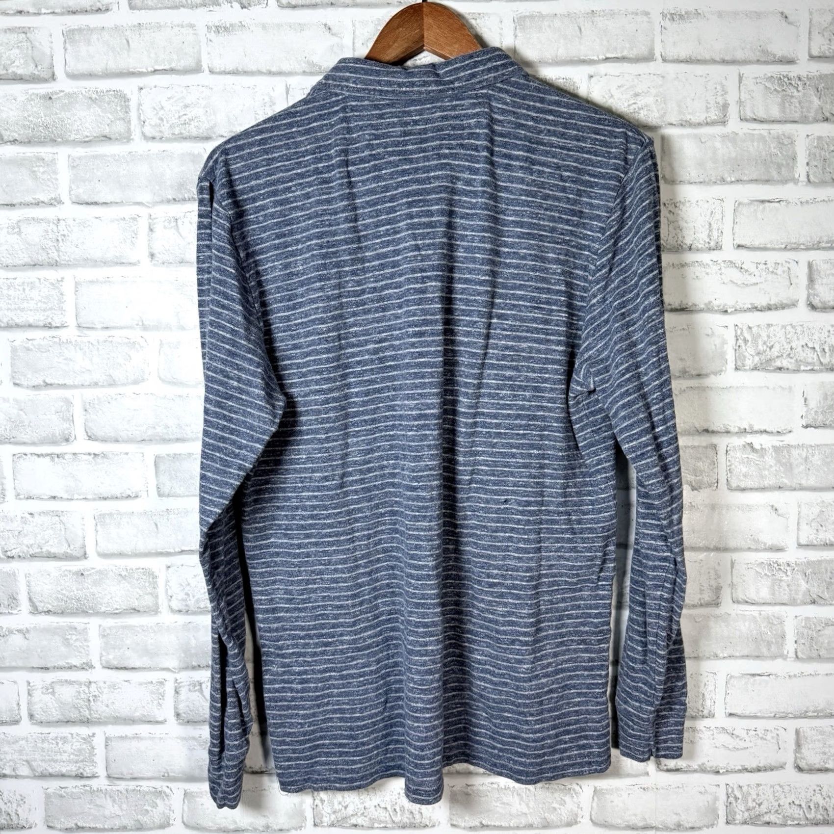 Faherty Faherty Polo Shirt Mens Size M Blue Striped Long Sleeve organic Cotton blend Pocket Size US M / EU 48-50 / 2 - 5 Thumbnail