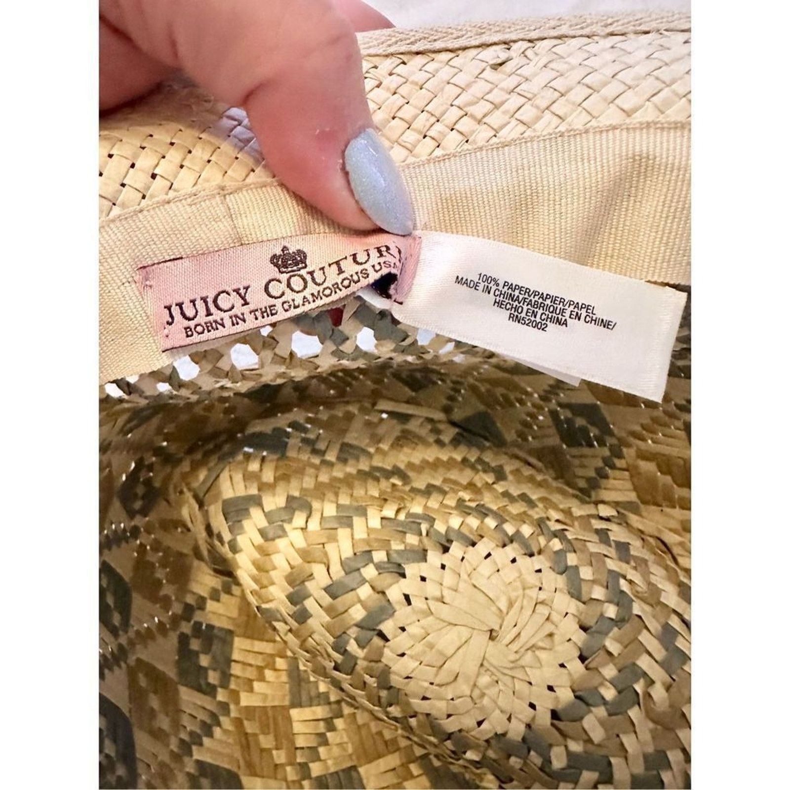 Juicy Couture Juicy Couture Straw Fedora Hat - Light Blue and Cream Size ONE SIZE - 4 Thumbnail
