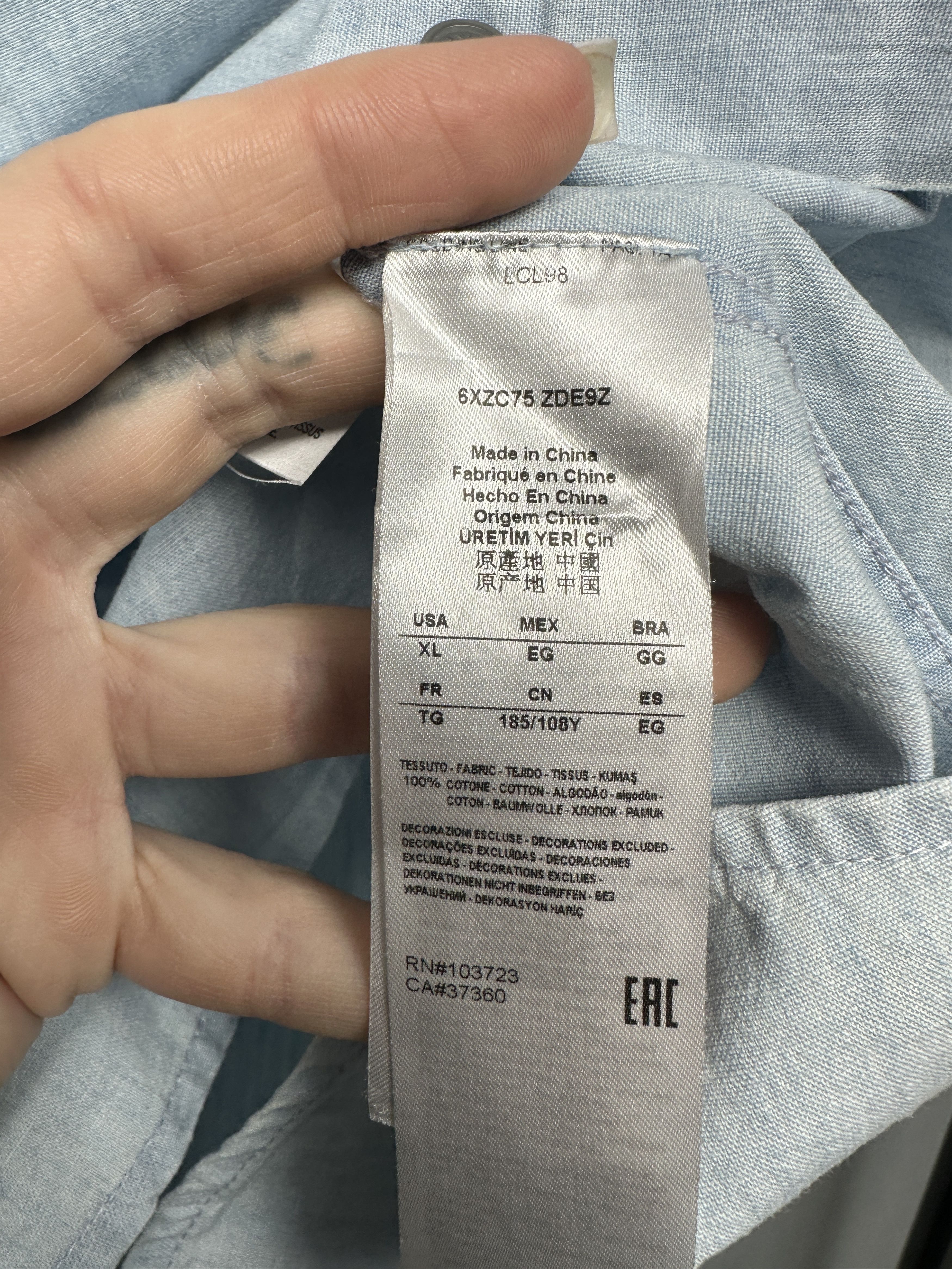 Armani Exchange Armani Exchange Mens Denim Shirt Size US XL / EU 56 / 4 - 6 Thumbnail